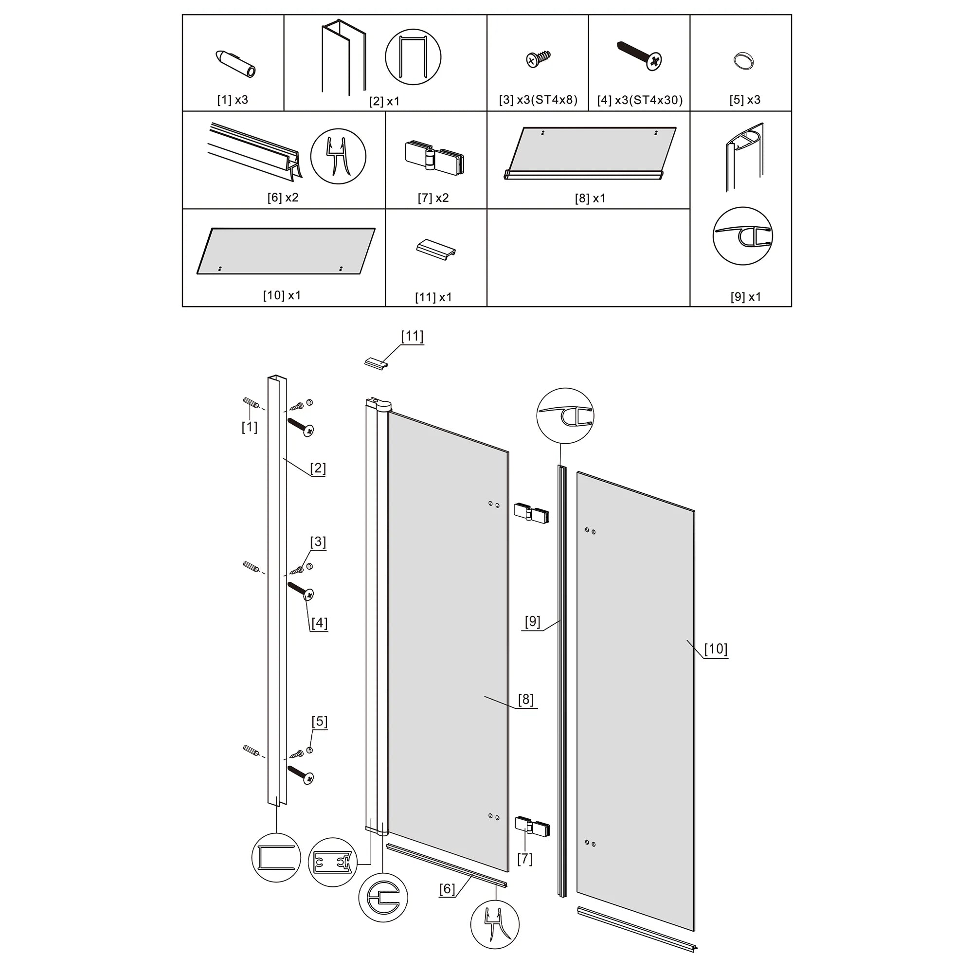 Bathtub Door|Serene B3-B27-28 - Bathtub Door - AquivaCoast - Bathtub Door - Bi - Fold - Clear