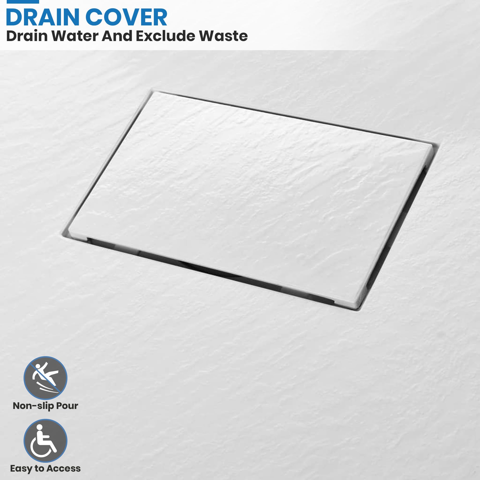 60" L x 32" W / 36‘’ W x 1"H Low-Profile Zero Threshold End Drain White Shower Base #Color_White