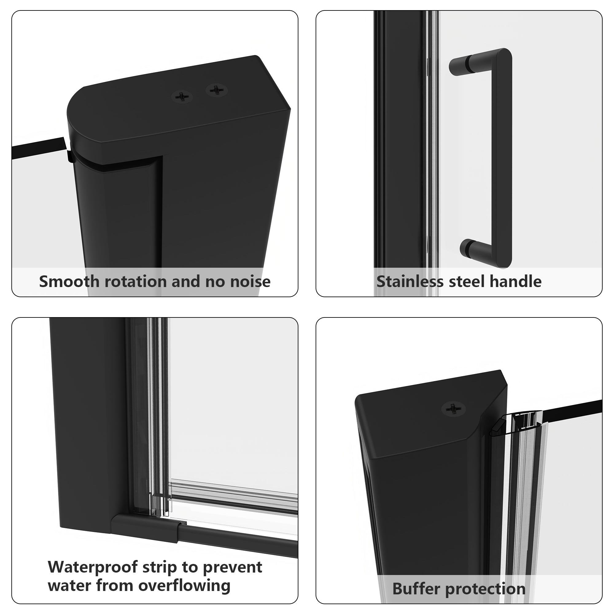 28"-36" x 72" Pivot Shower Door with Magnetic Closure Urban B17 #Color_Matte Black