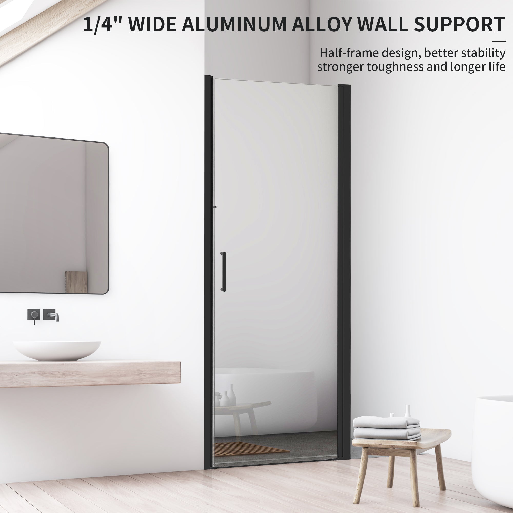 28"-36" x 72" Pivot Shower Door with Magnetic Closure Urban B17 #Color_Matte Black