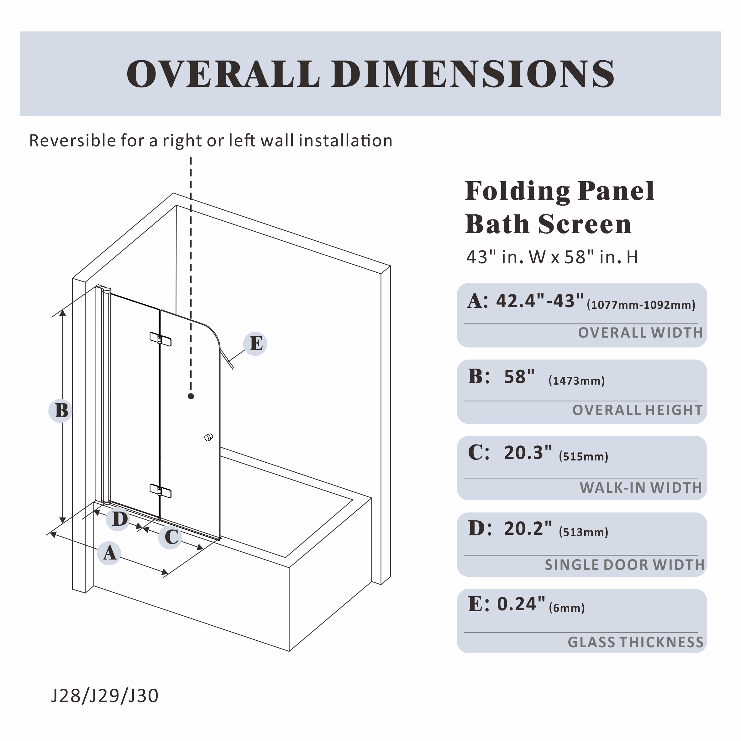 Bathtub Door|Misty J30 - Bathtub Door - AquivaCoast - Bathtub Door - Bi - Fold - Frameless