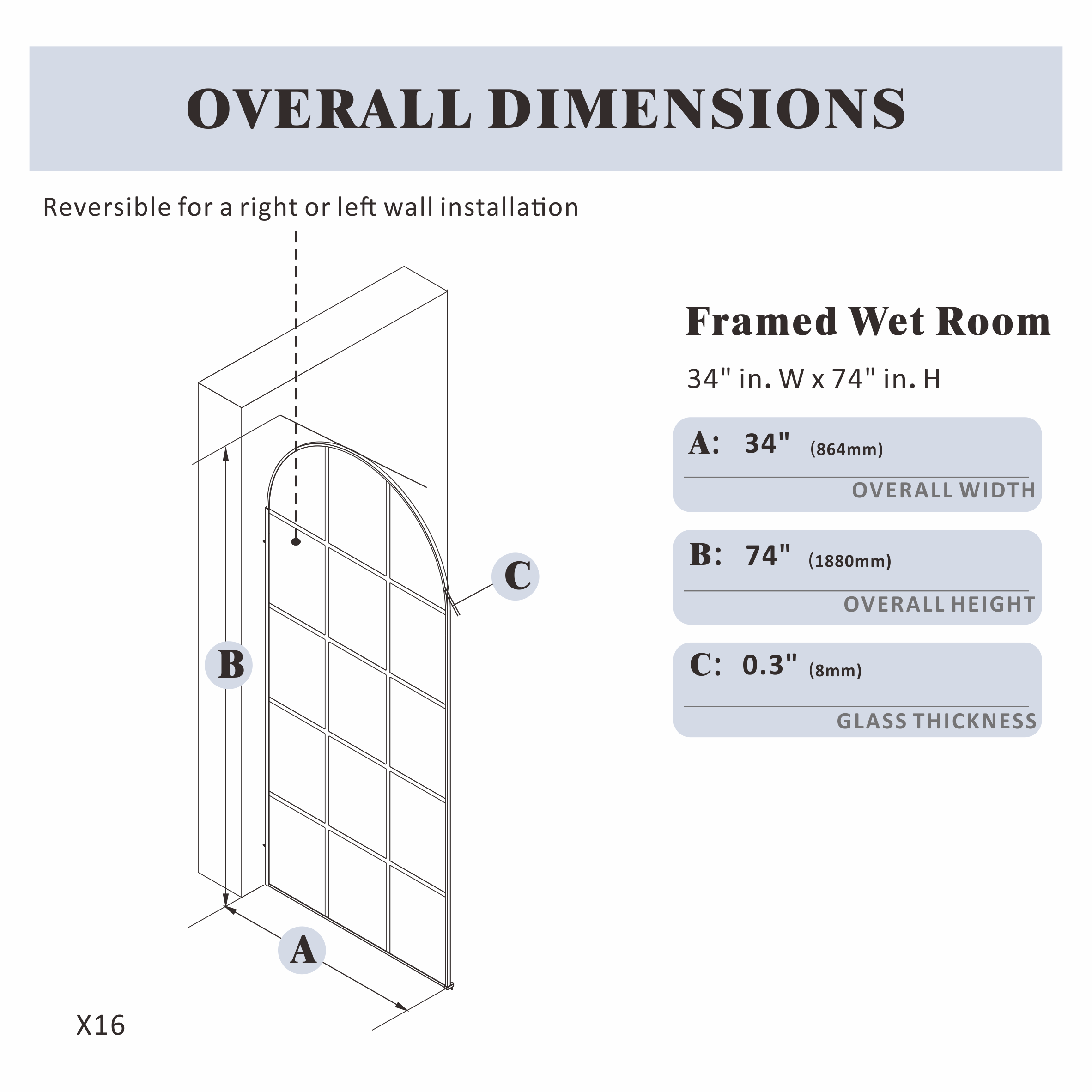 Shower Screen|Gridline X16 - Shower Screen - AquivaCoast - Fixed - Shower Screen -