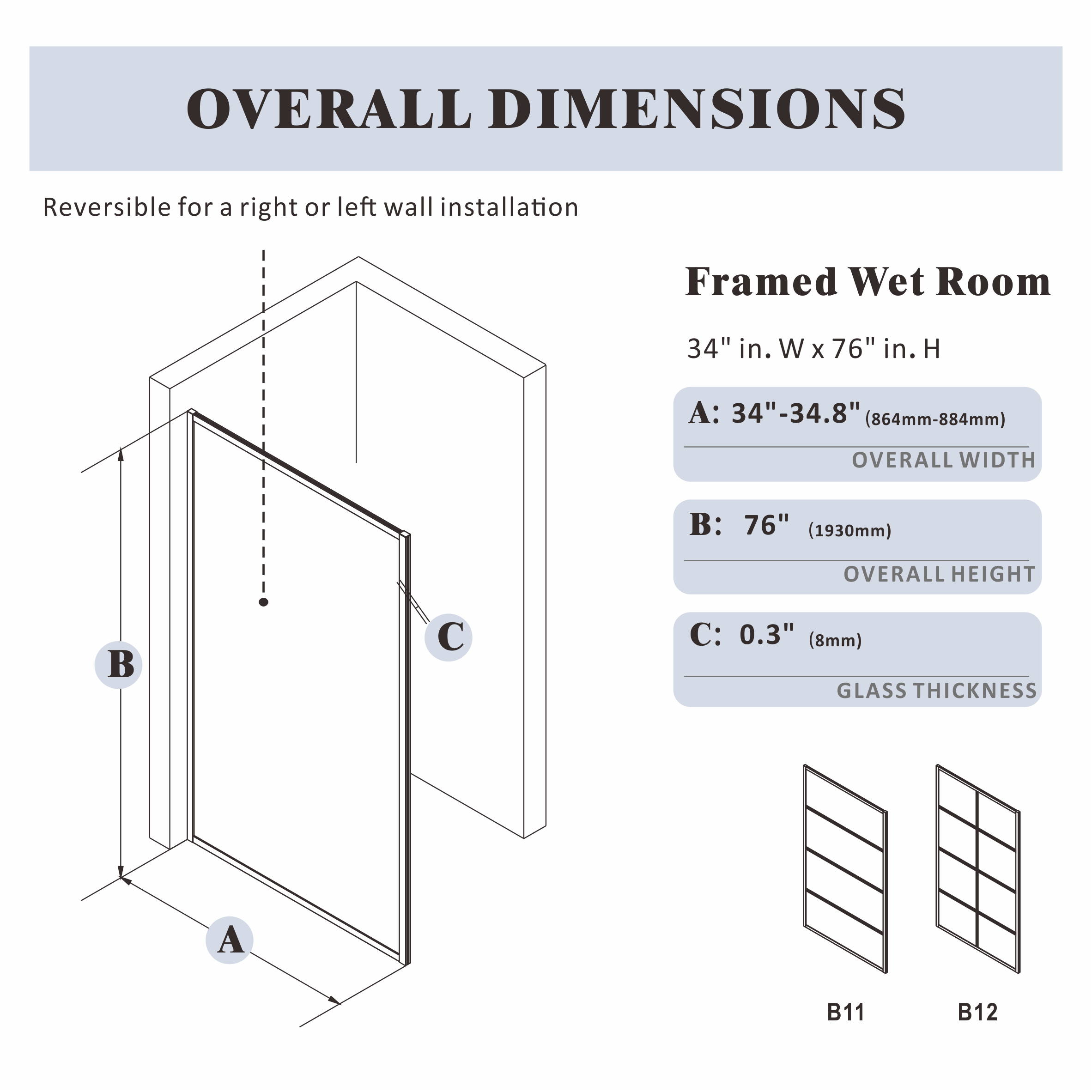 Shower Screen|Gridline B12 - Shower Screen - AquivaCoast - Fixed - Shower Screen -