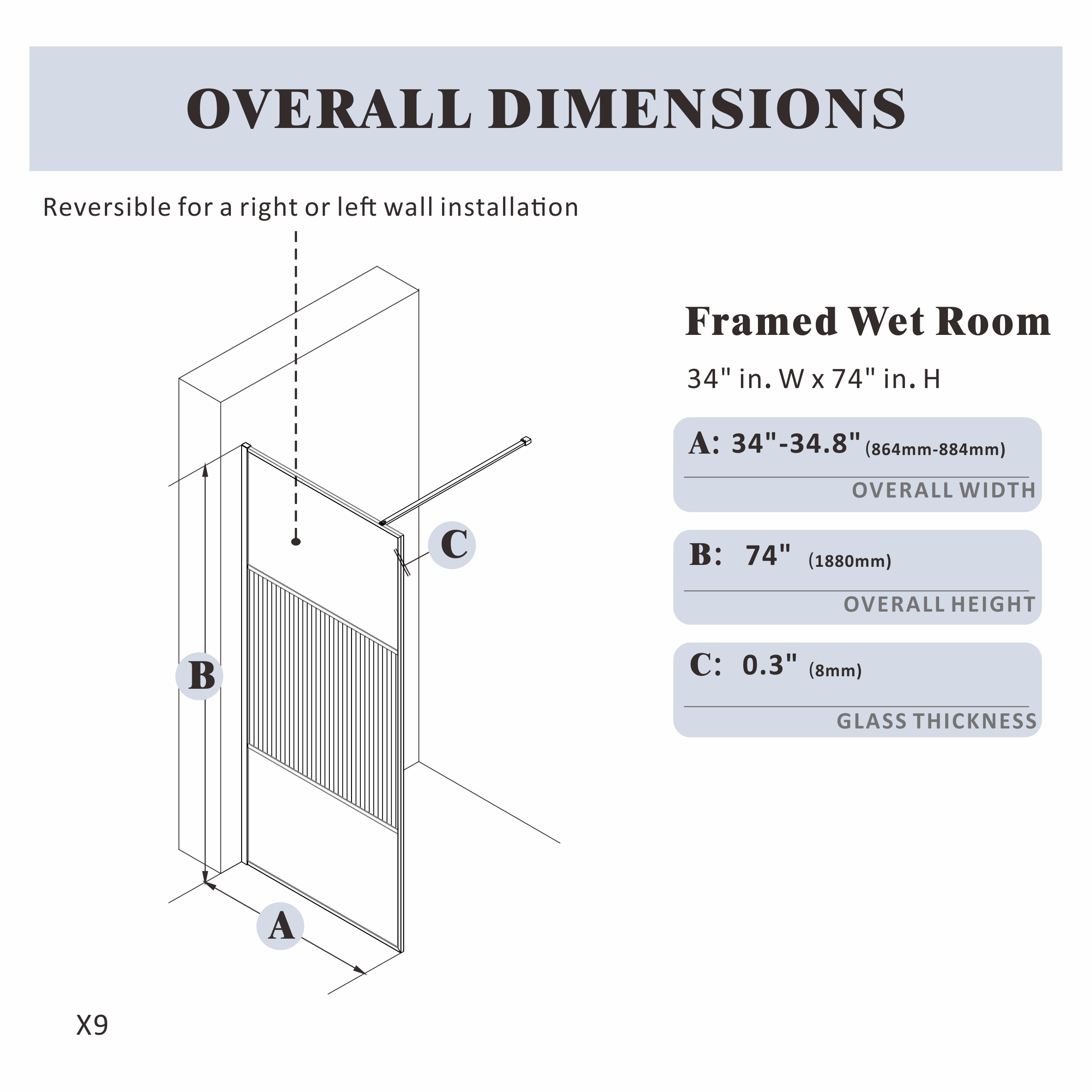 Shower Screen|Sequoia X9 - Shower Screen - AquivaCoast - Fixed - Framed - Matte Black