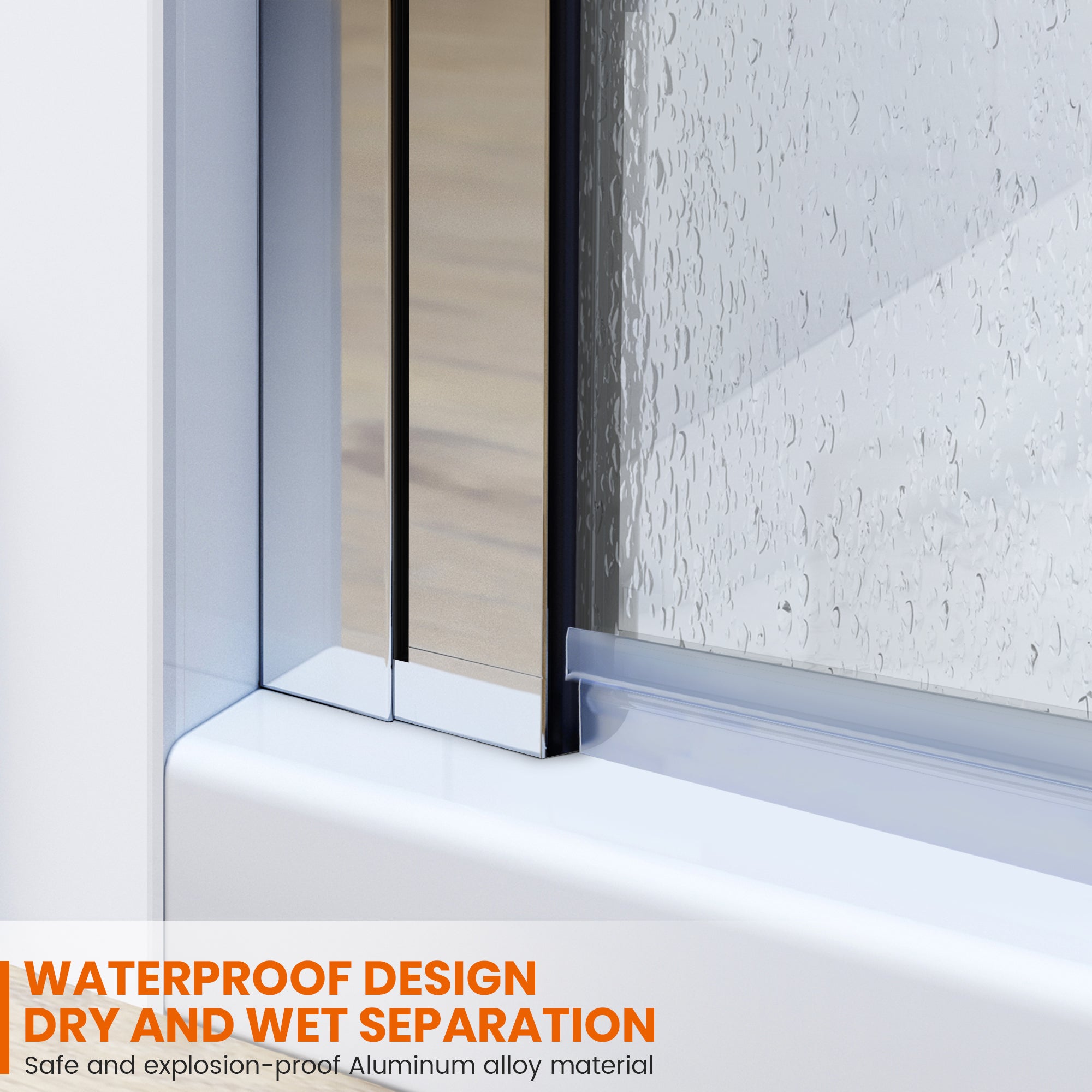 51.2"-51.8" W x 59" H Semi-Frameless Hinged Bi-Fold Bathtub Door Misty A18 #Color_Chrome