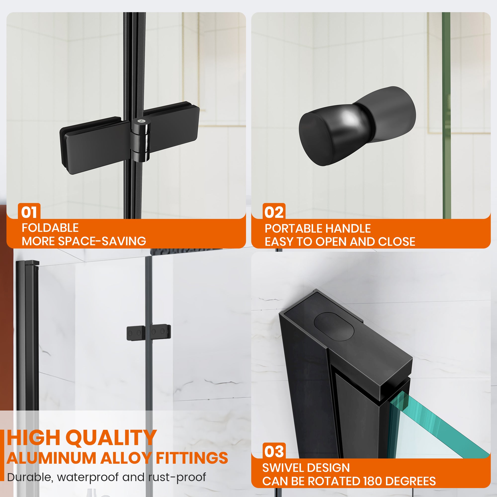 51.2"-51.8" W x 59" H Semi-Frameless Hinged Bi-Fold Bathtub Door Misty X17 #Color_Matte Black