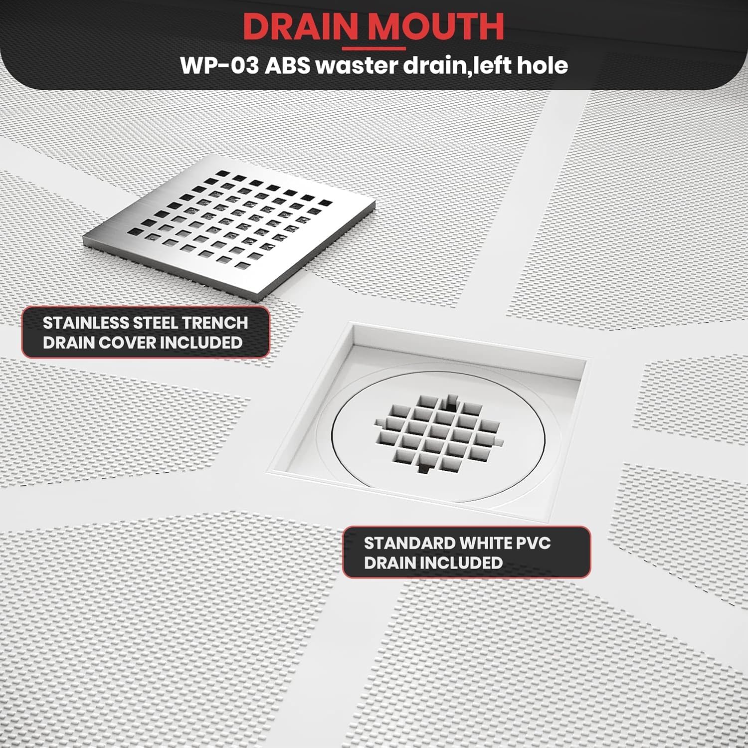 Single Threshold, Center Drain Shower Pan Base