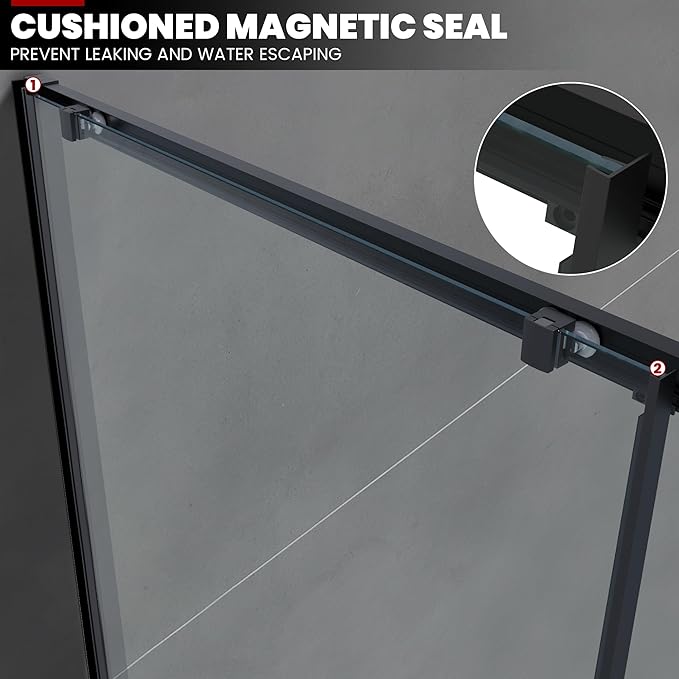 57.4"-59" x 60" Framed Sliding Tub Door Glide A3 #Color_Matte Black