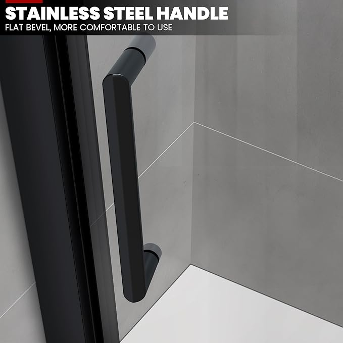 57.4"-59" x 60" Framed Sliding Tub Door Glide A3 #Color_Matte Black