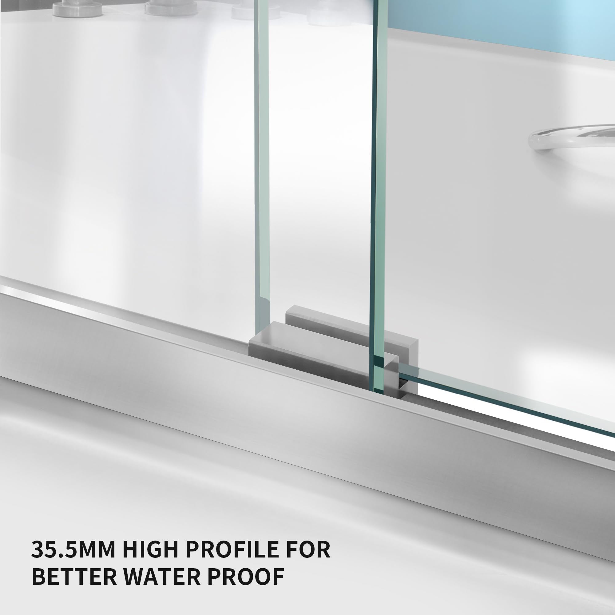 56"-60" W x 58" H Framed Double Sliding Bathtub Door Glide B22 #Color_Brushed Silver