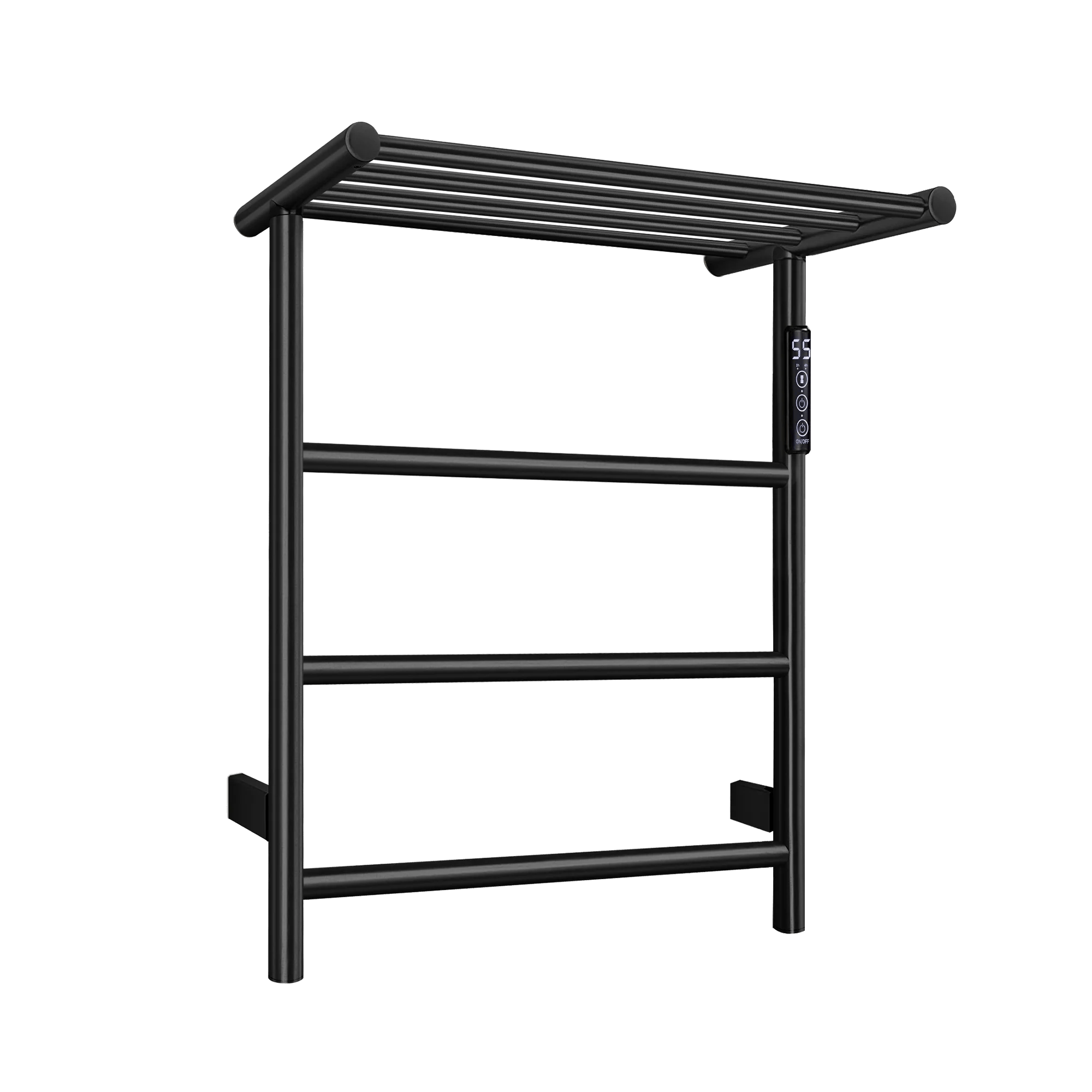 3-Bar Towel Warmer with Top Shelf MJ1-MB Wall-Mounted Electric Heated Towel Bar #Color_Matte Black