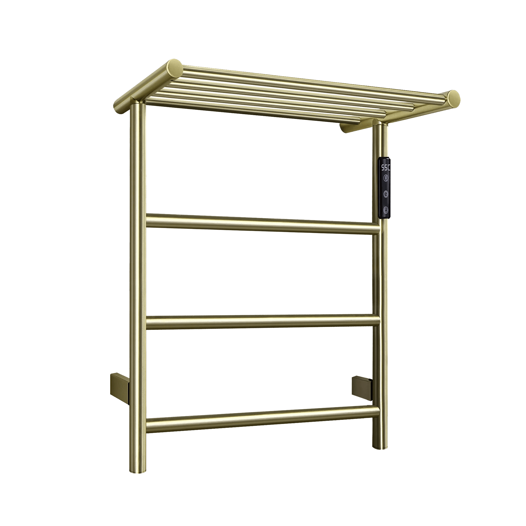 3-Bar Towel Warmer with Top Shelf MJ1-BG Wall-Mounted Electric Heated Towel Bar #Color_Brushed Gold