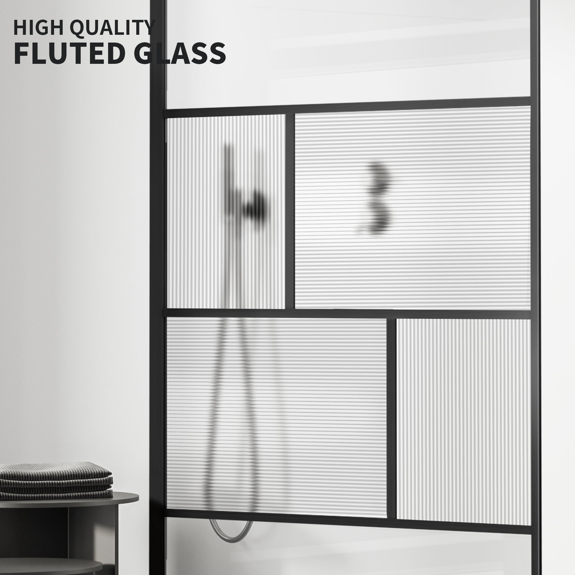 34" W x 74" H Walk-In Framed Fixed Shower Screen #Color_Matte Black