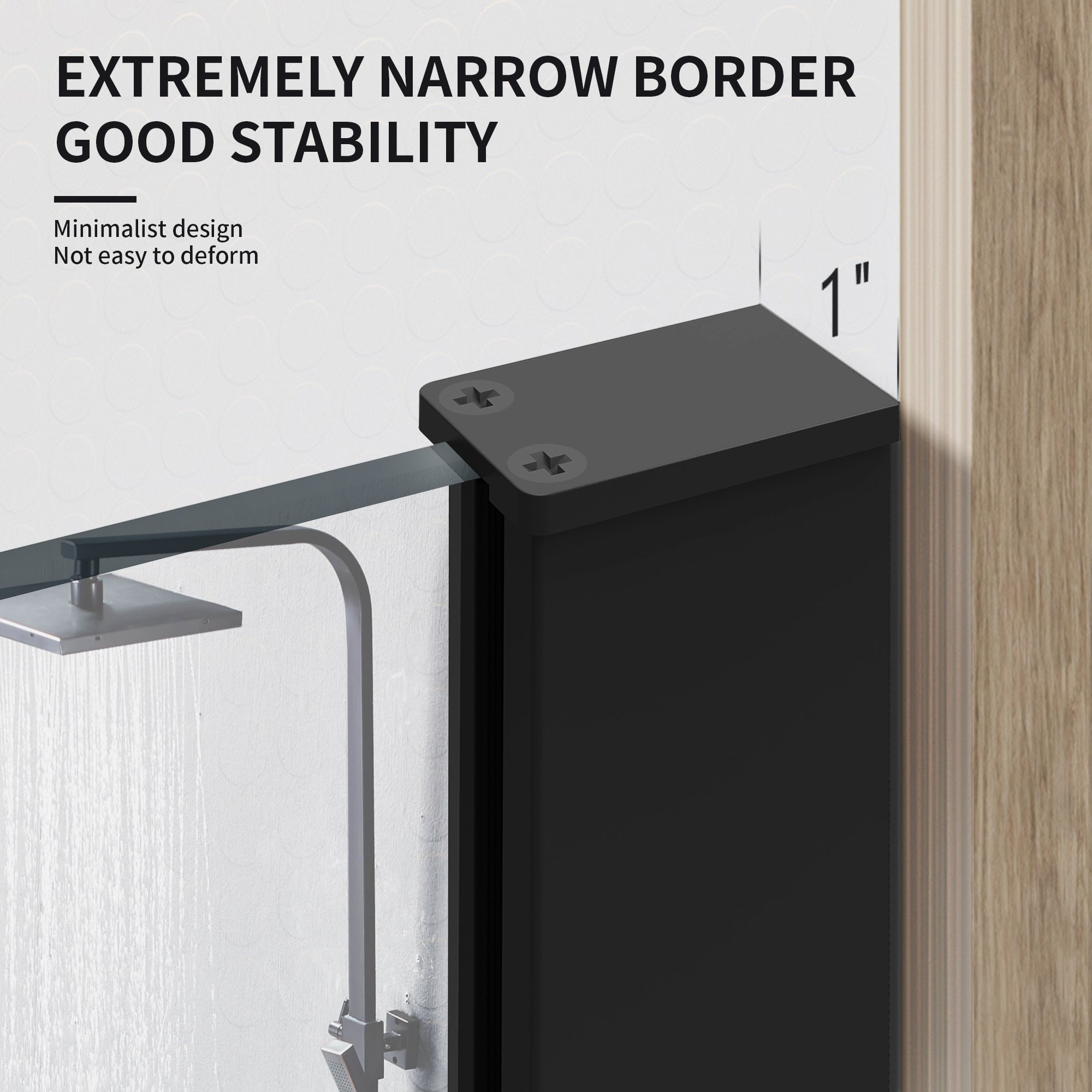 34" W x 74" H Walk-In Semi-Framed Fixed Shower Panel #Color_Matte Black