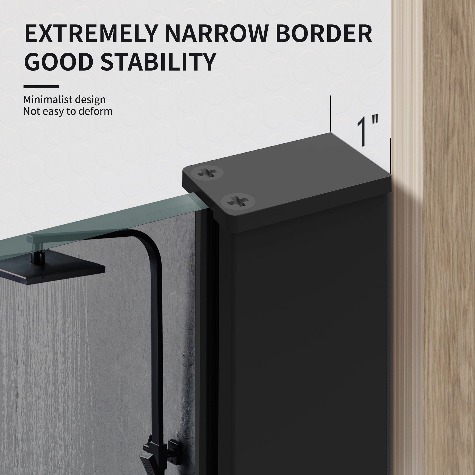 34" x 74" Semi-Framed Shower Screen with Clear Black Tempered Glass B14 #Color_Matte Black