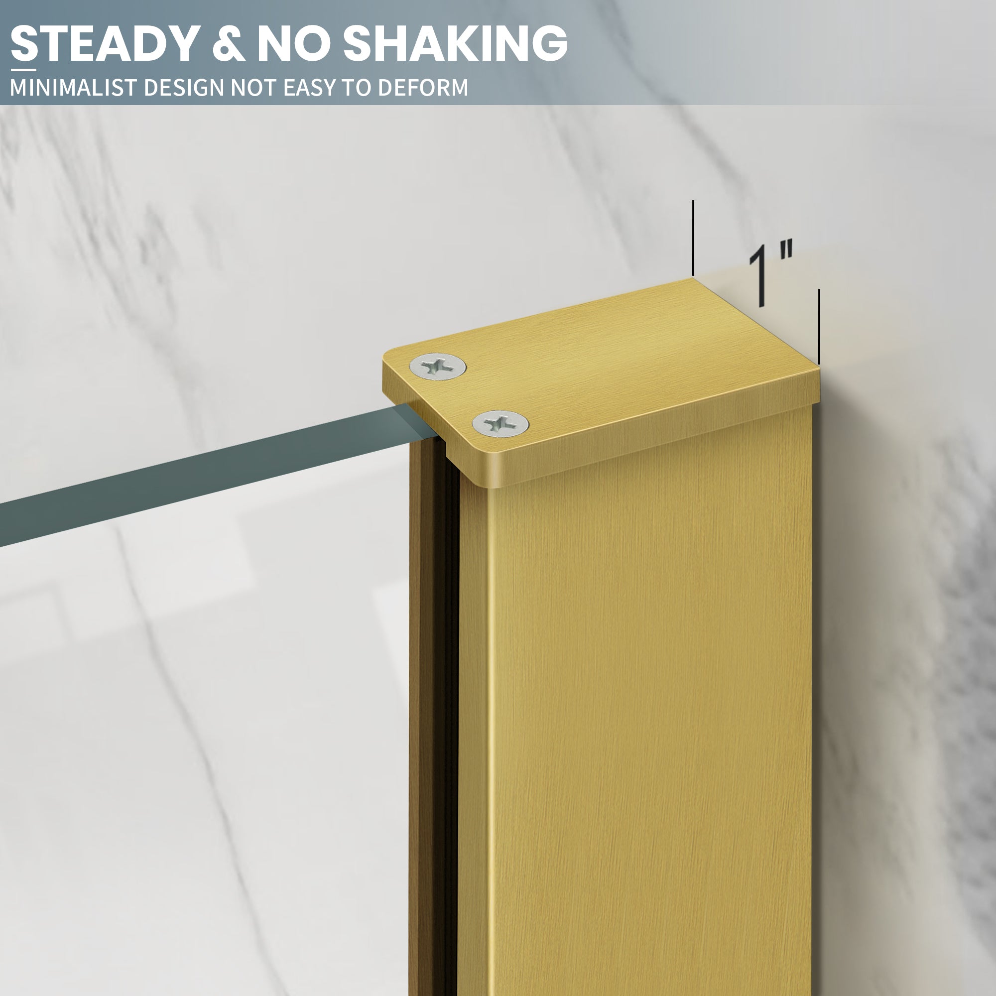 34" W x 74" H Walk-In Semi-Framed Fixed Shower Panel X5 #Color_Brushed Gold