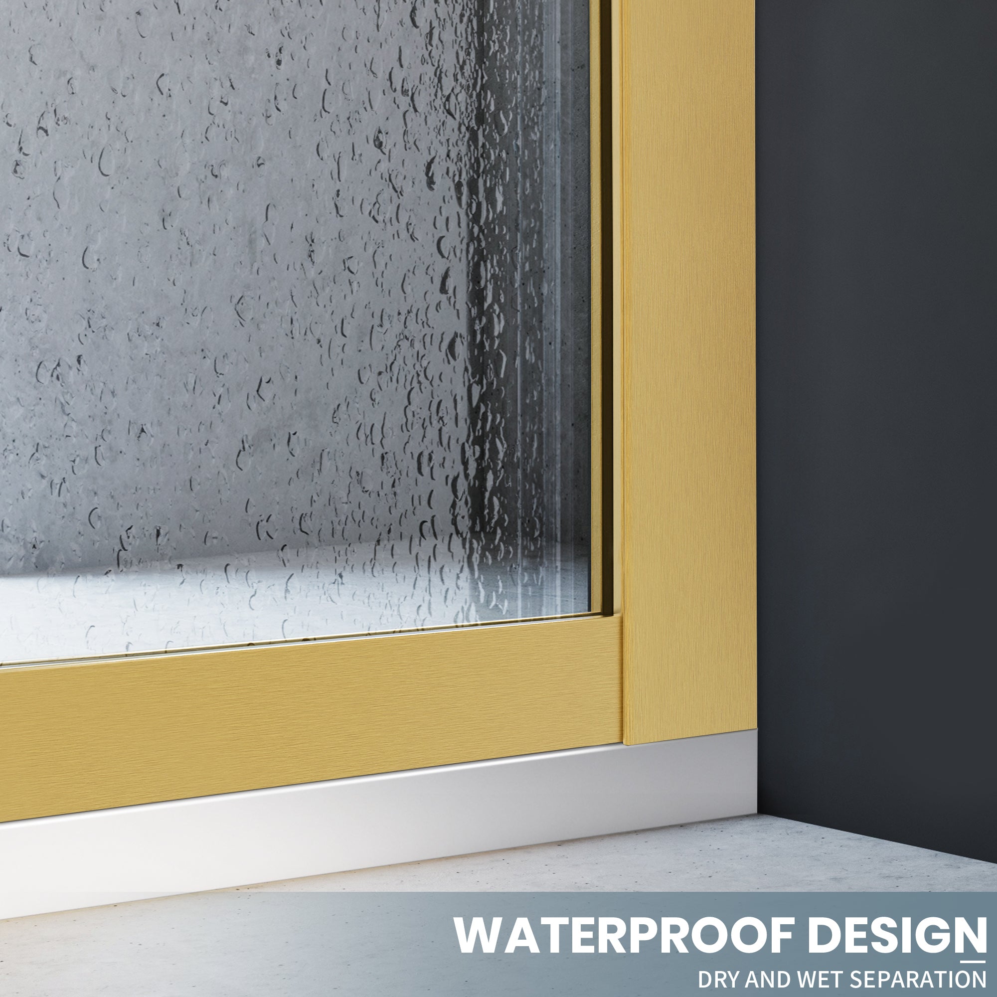 34" W x 74" H Walk-In Semi-Framed Fixed Shower Panel X5 #Color_Brushed Gold