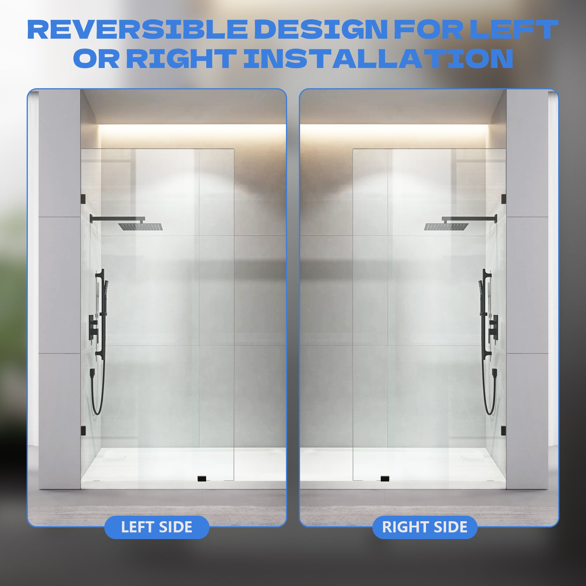 30.5"/36" x 78.75" Walk-in Frameless Shower Screen with 3/8" (10mm) Ultra-Clear Tempered Glass #Color_Matte Black
