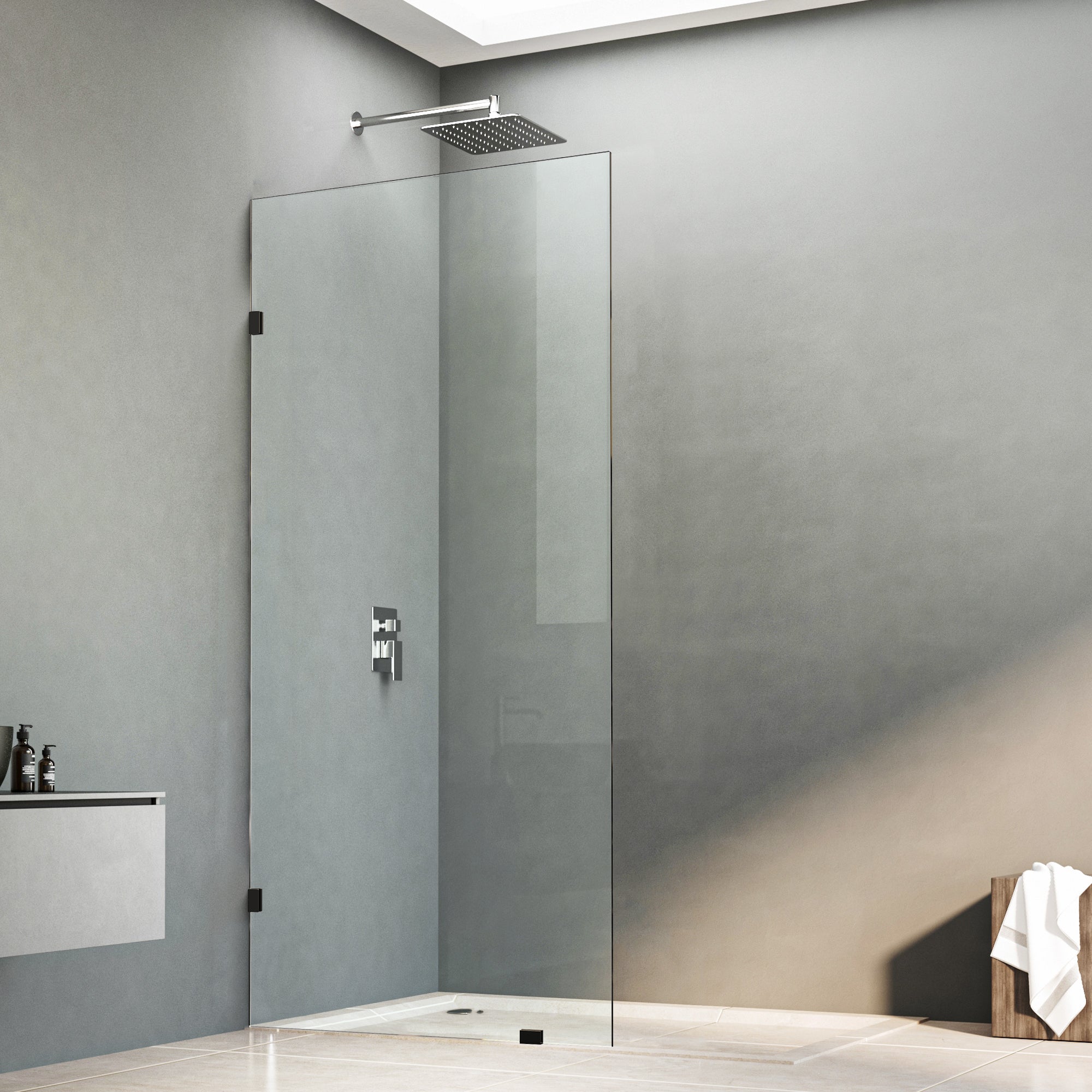 30.5"/36" x 78.75" Walk-in Frameless Shower Screen with 3/8" (10mm) Ultra-Clear Tempered Glass #Color_Matte Black