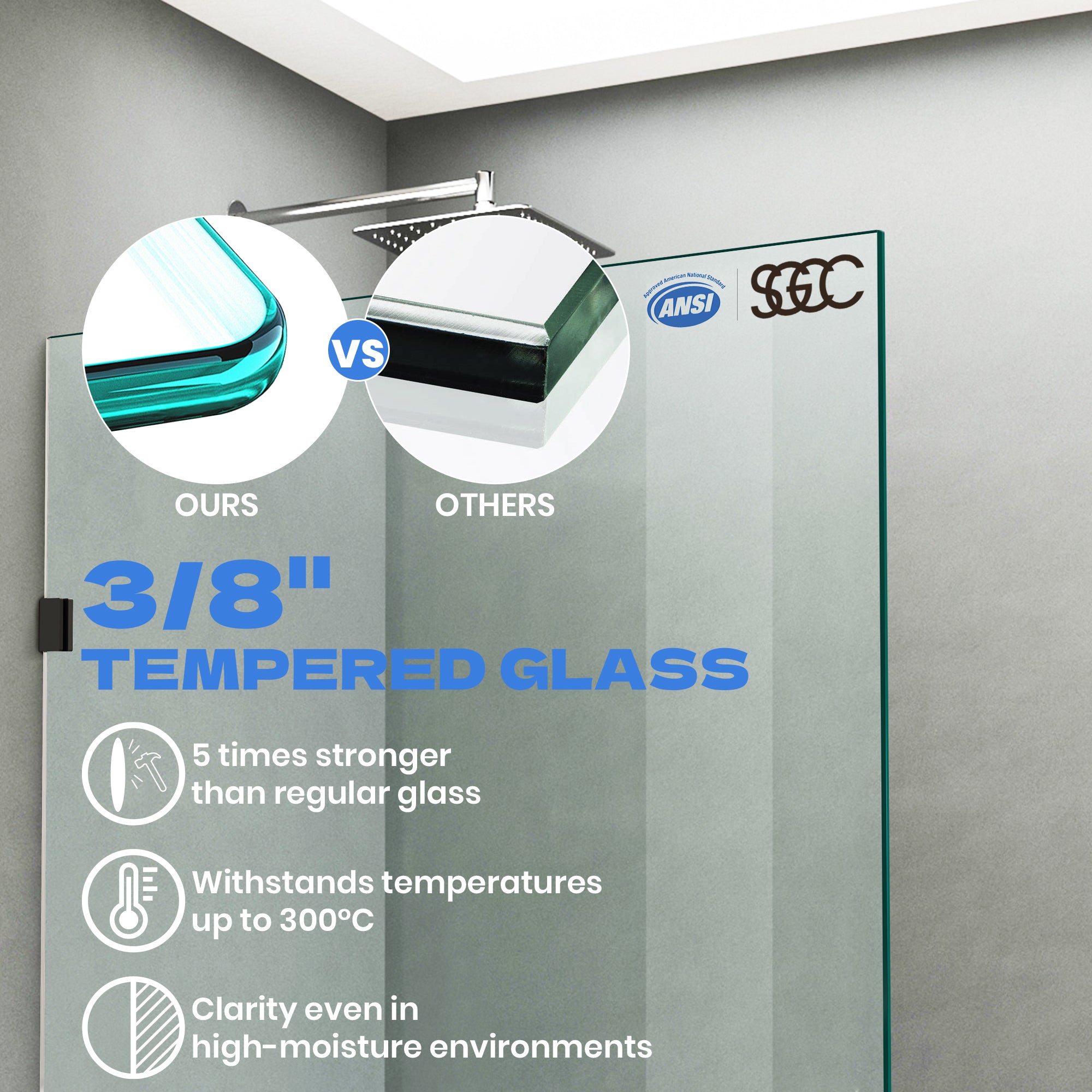 30.5"/34"/35"/36" x 78.75" Walk-in Frameless Shower Screen with Ultra-Clear Glass #Glass Feature_Clear