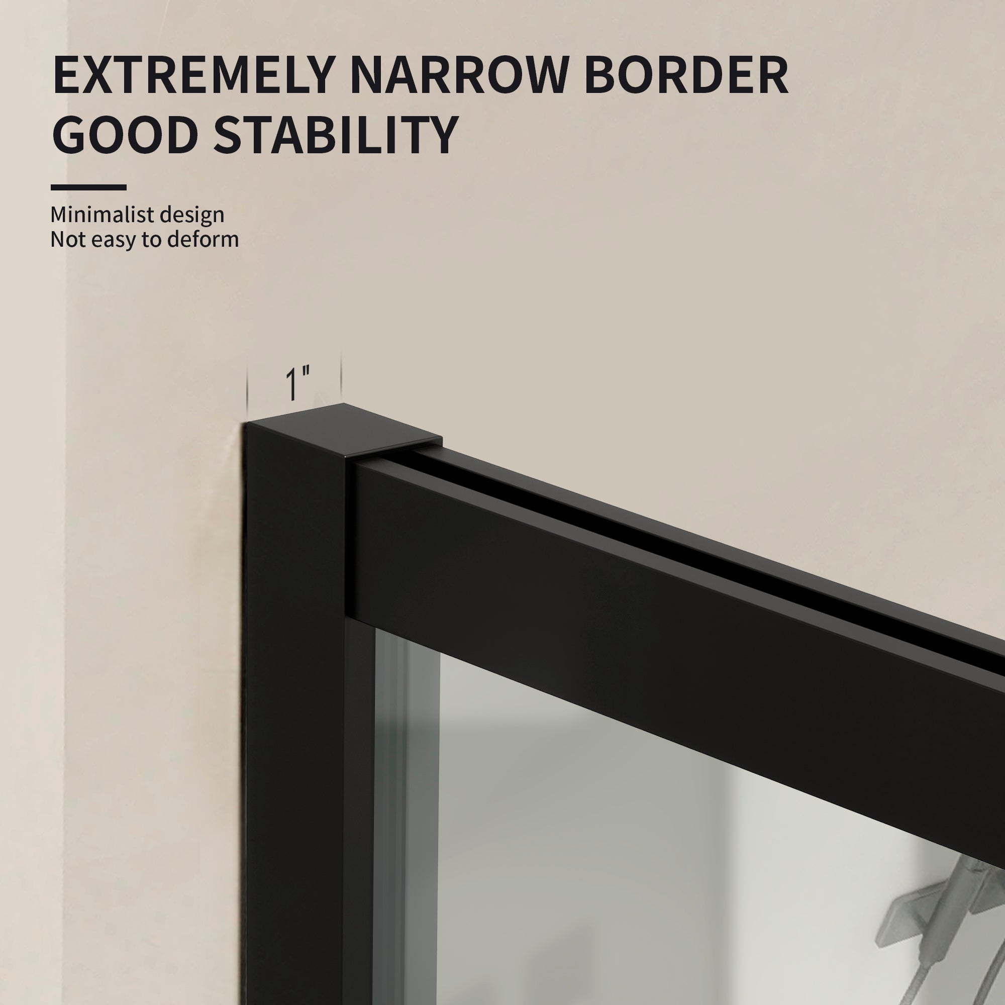 34" W x 76" H Walk-in Framed Fixed Shower Panel with 5/16" (8 mm) Clear Tempered Glass and Matte Black Grid Finish