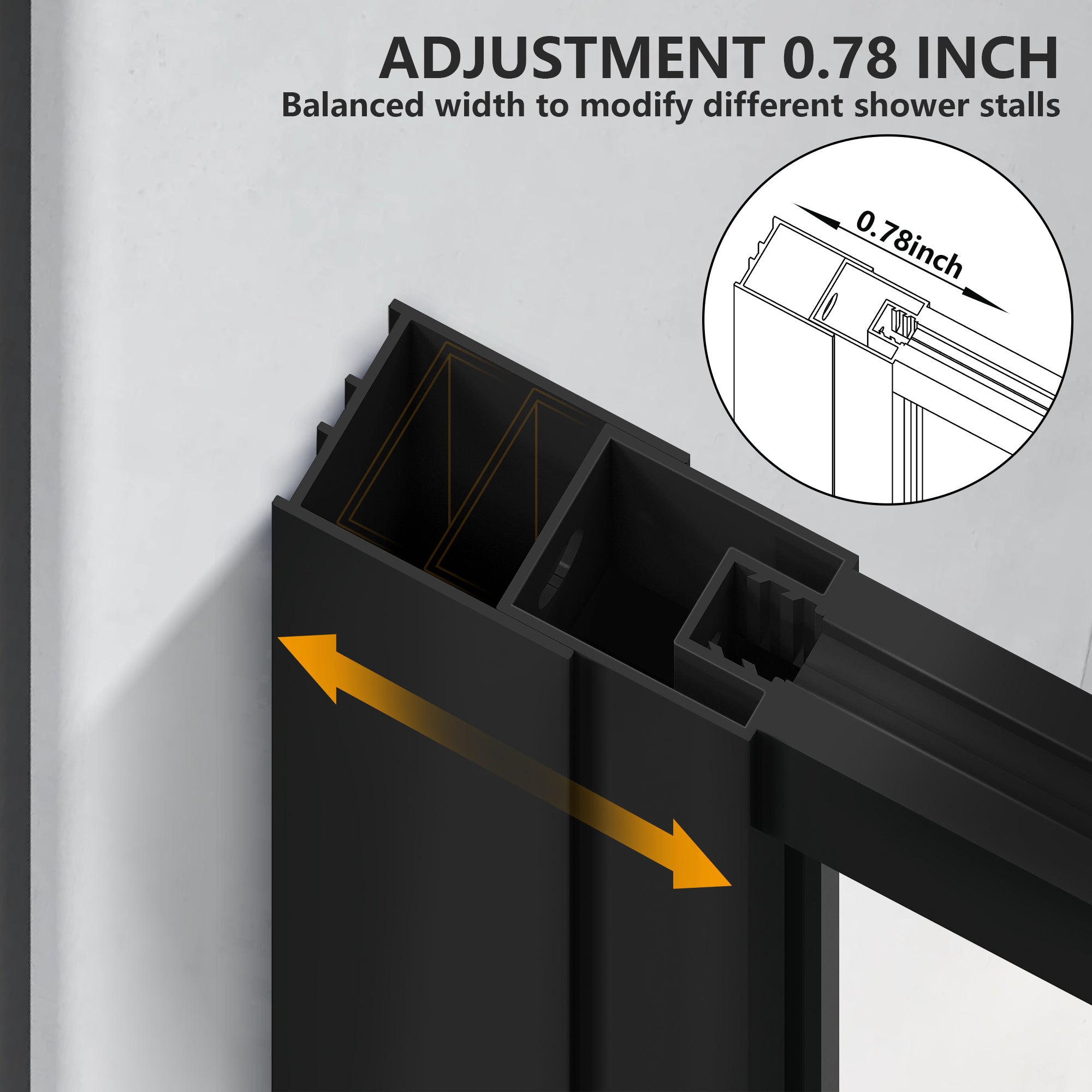 34" W x 74" H Walk-in Framed Fixed Shower Screen with 5/16" (8 mm) Fluted Tempered Glass, Matte Black