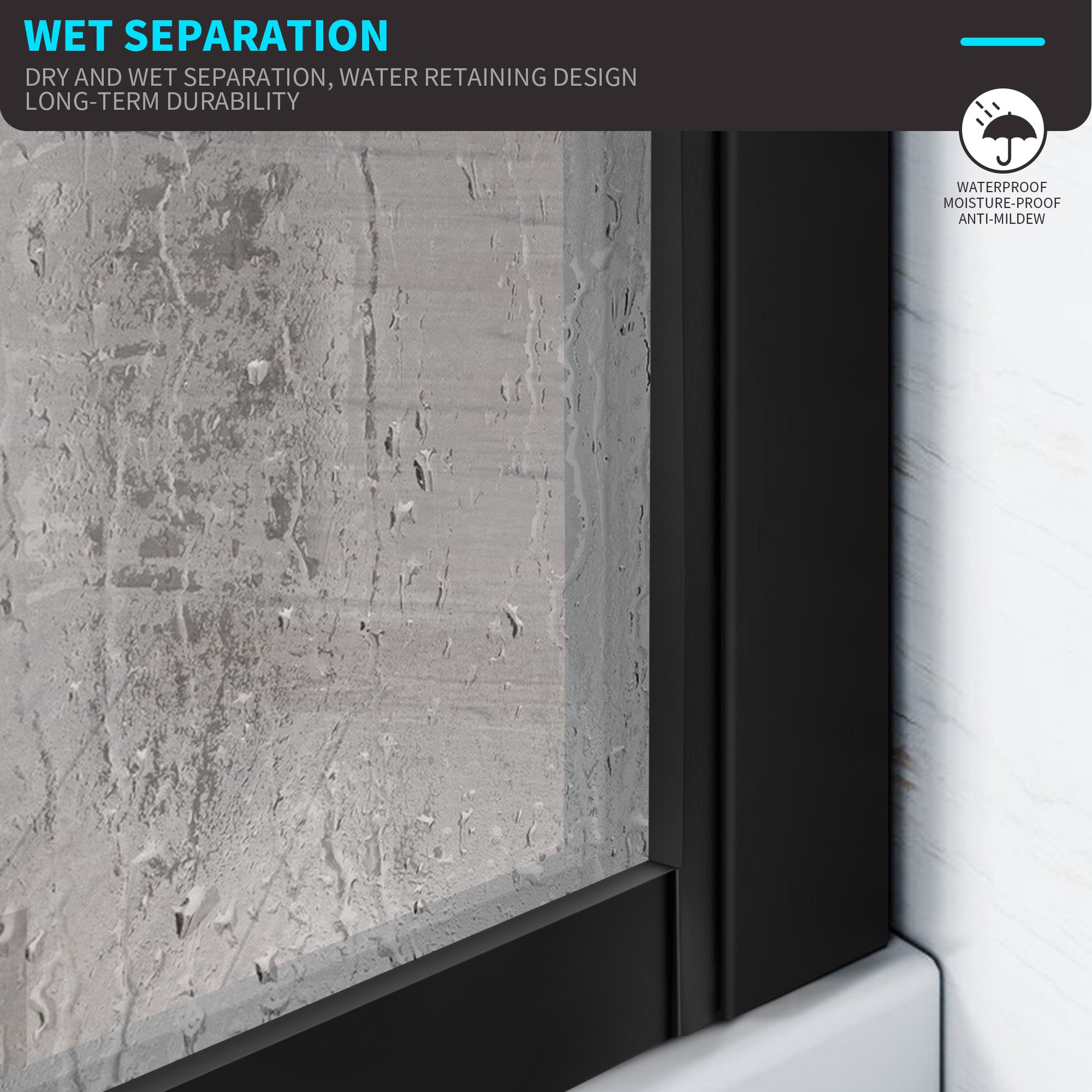 34" W x 74" H Walk-in Framed Grid Fixed Shower Panel with 5/16" (8 mm) Clear Tempered Glass, Matte Black