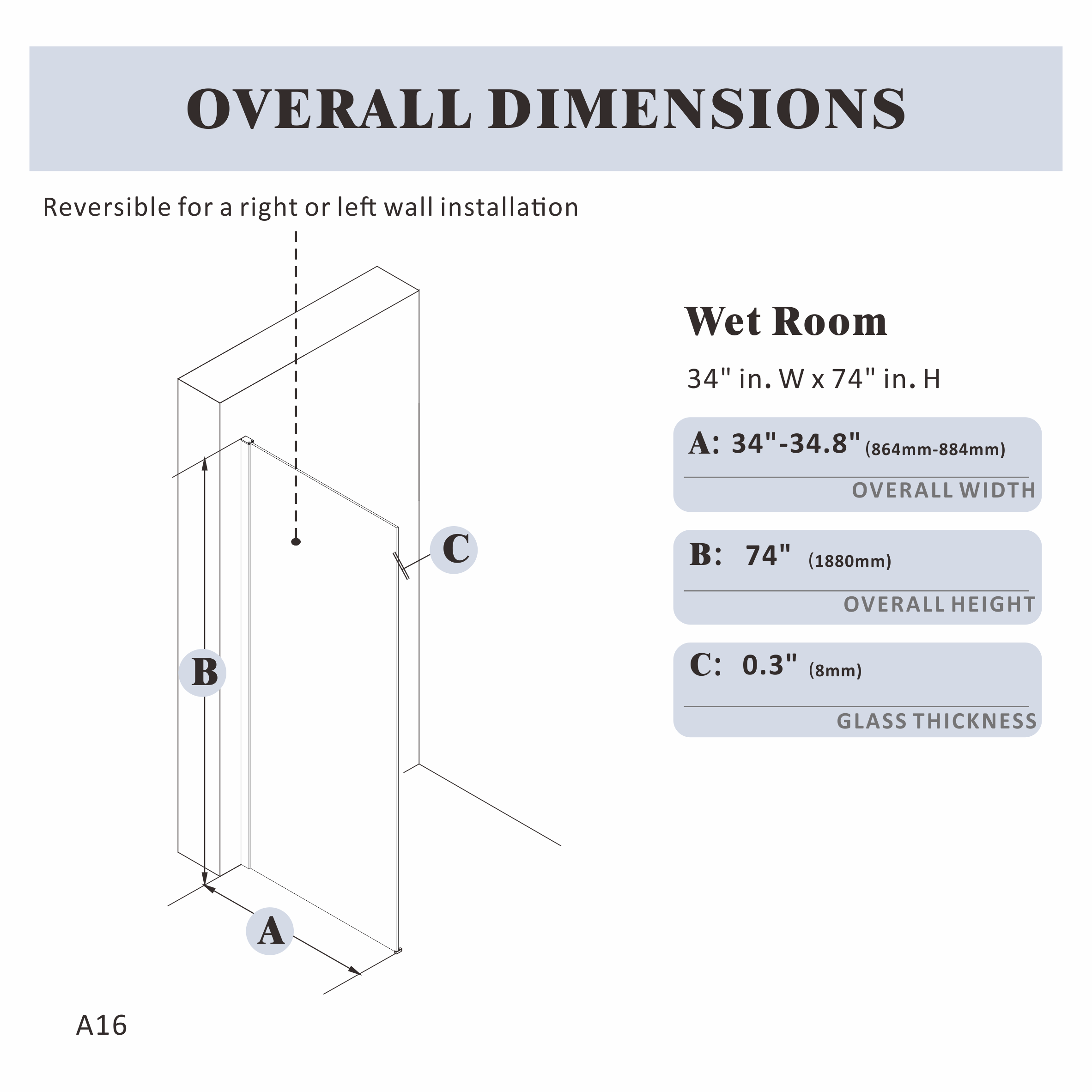 Shower Screen|Sequoia A16 - Shower Screen - AquivaCoast - Fixed - Frameless - Shower Screen