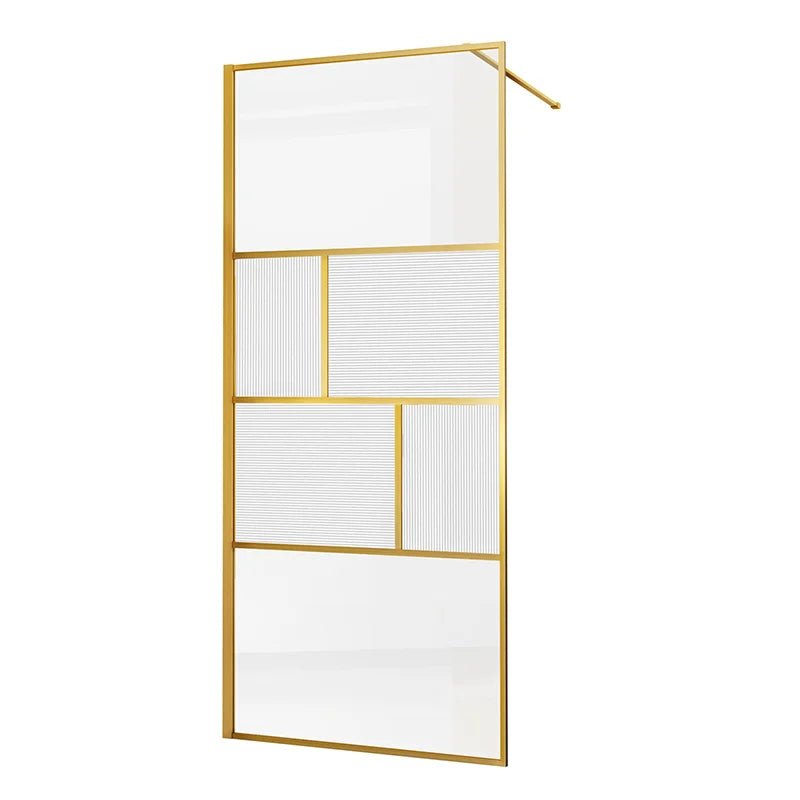 34" W x 74" H Walk-In Framed Fixed Shower Screen #Color_Brushed Gold
