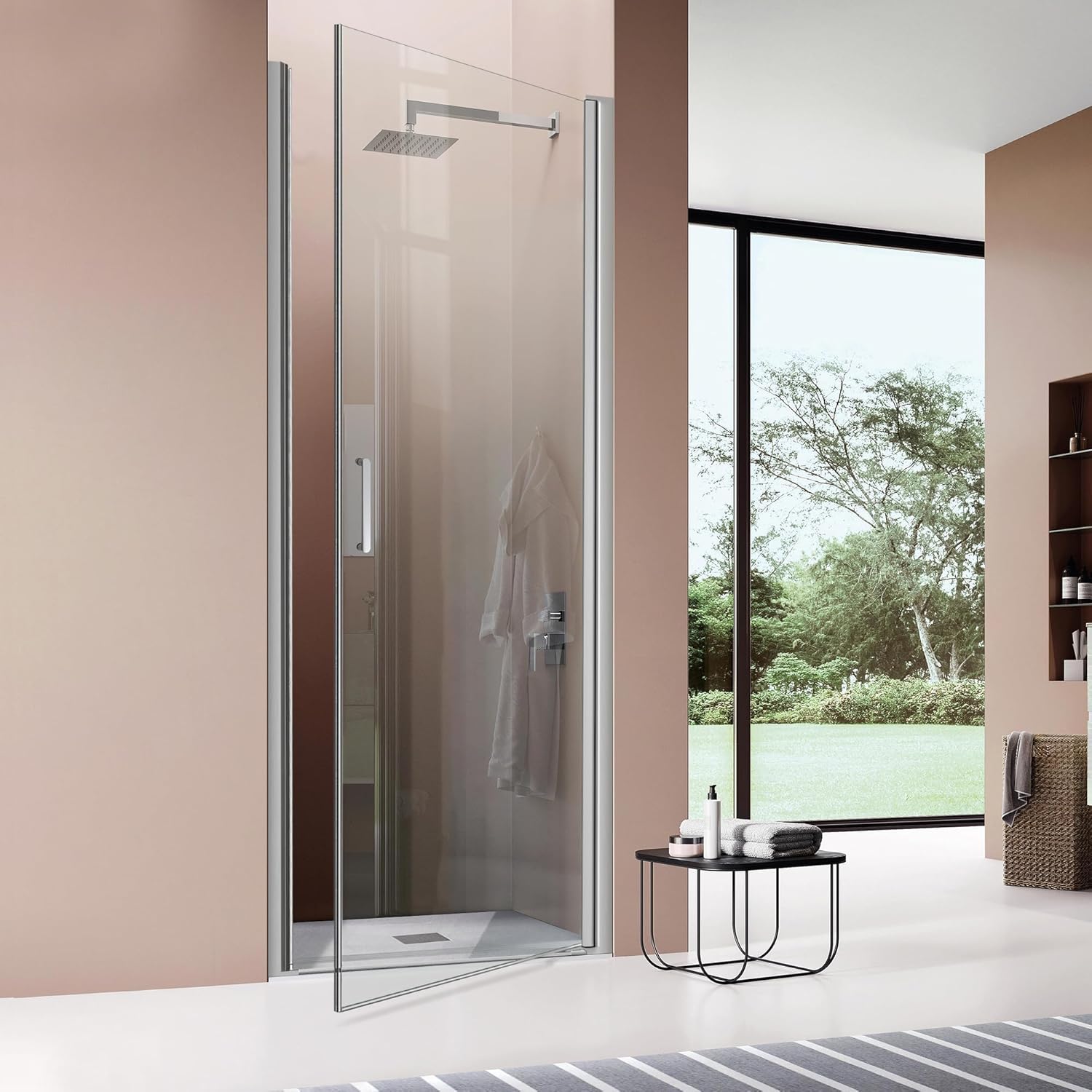 28"-36" x 72" Pivot Shower Door with Magnetic Closure B17-28 #Color_Brushed Nickel