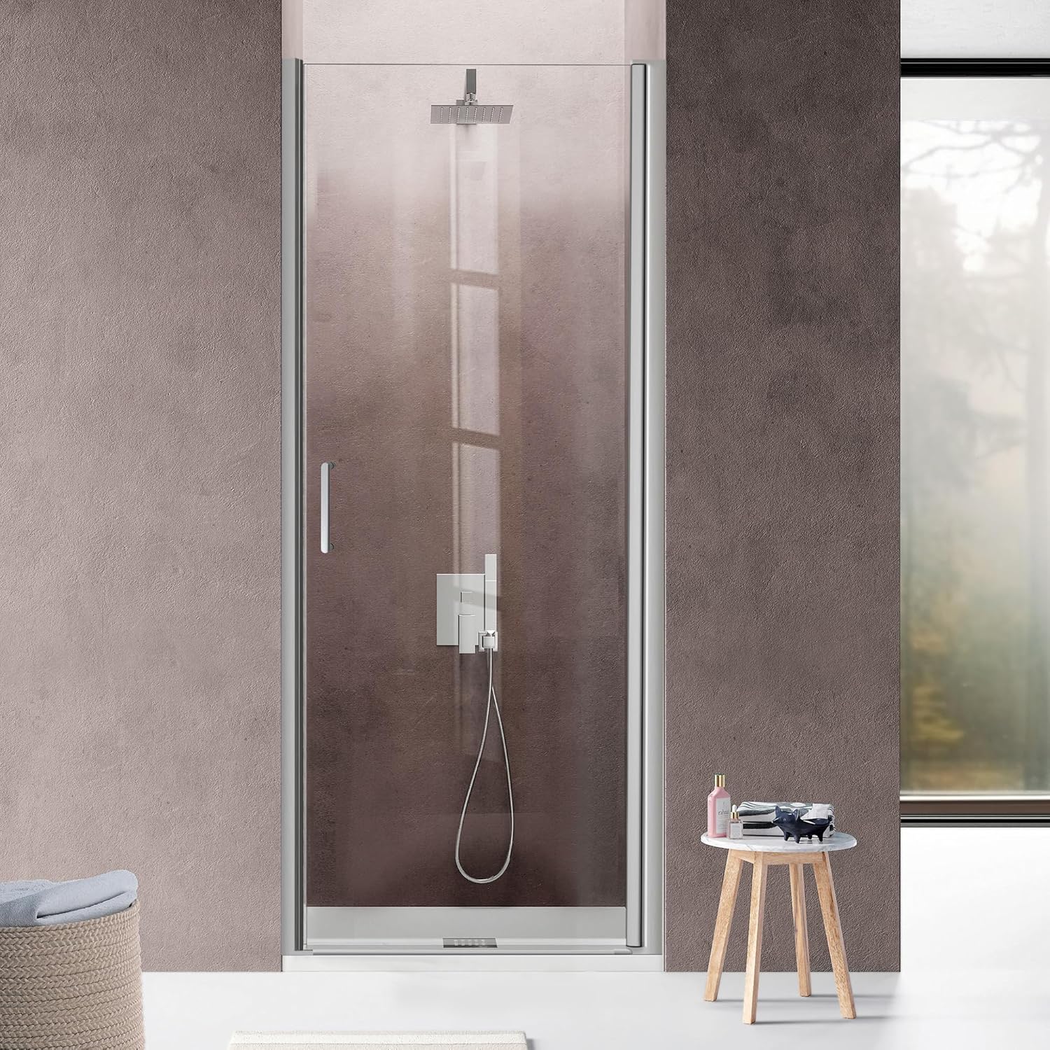 28"-36" x 72" Pivot Shower Door with Magnetic Closure B17-28 #Color_Brushed Nickel