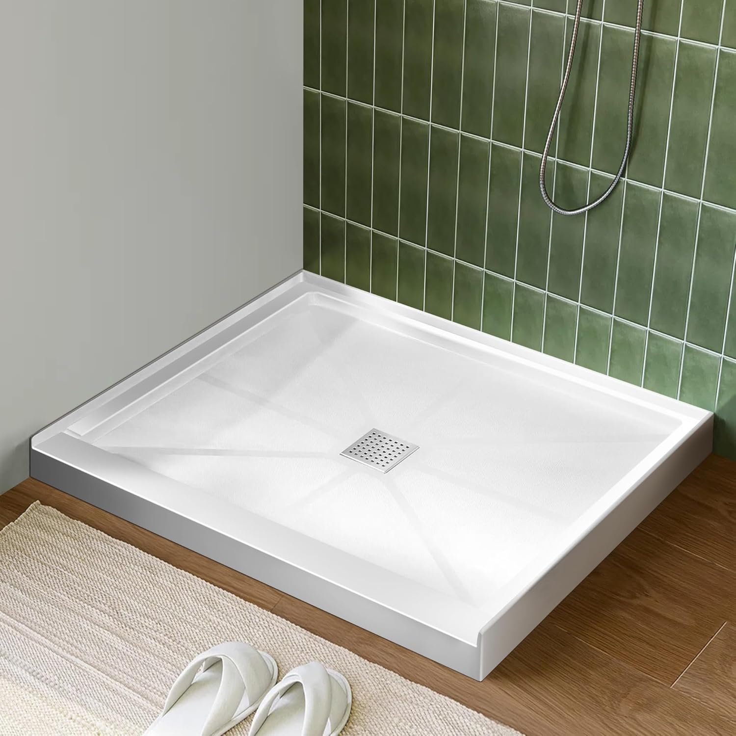 Single Threshold, Center Drain Shower Pan Base #Size_36"L × 36"W × 4"H