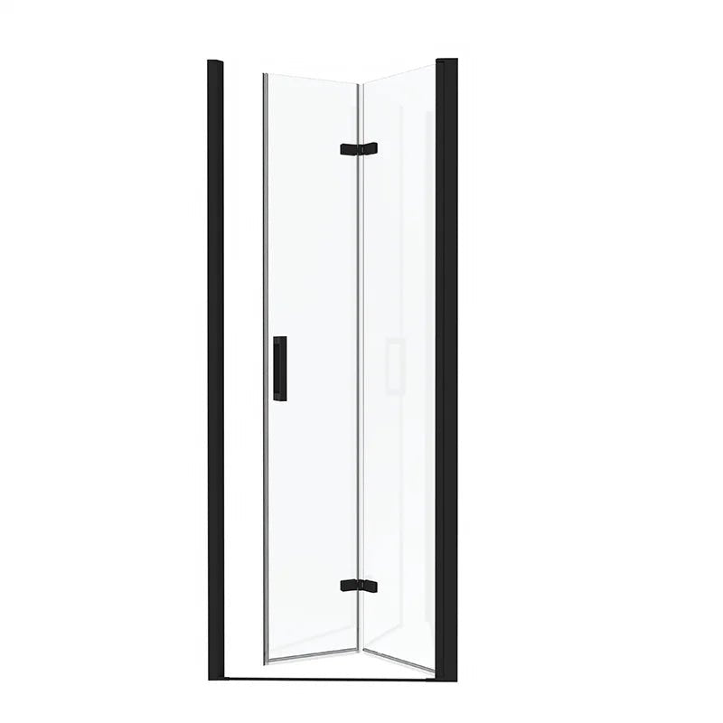 AquivaCoast Urban B19 Bi-Fold Frameless Pivot Swing Shower Door Enclosure with 6mm Clear Glass Panel, Matte Black Finish