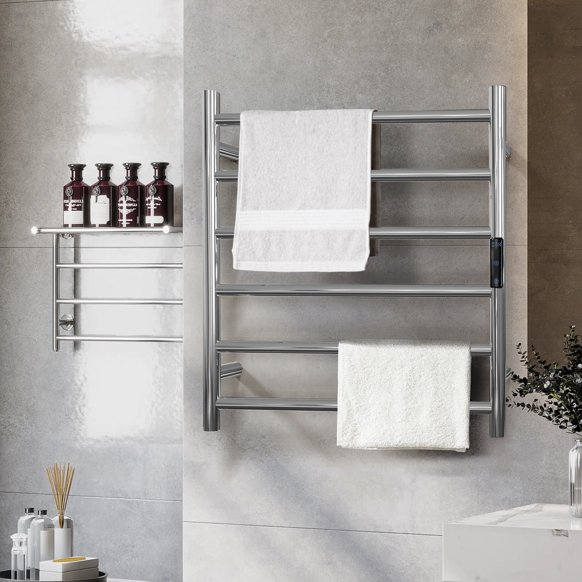 23.6" x 24.4" Electric Heated Towel Bar #Color_Chrome
