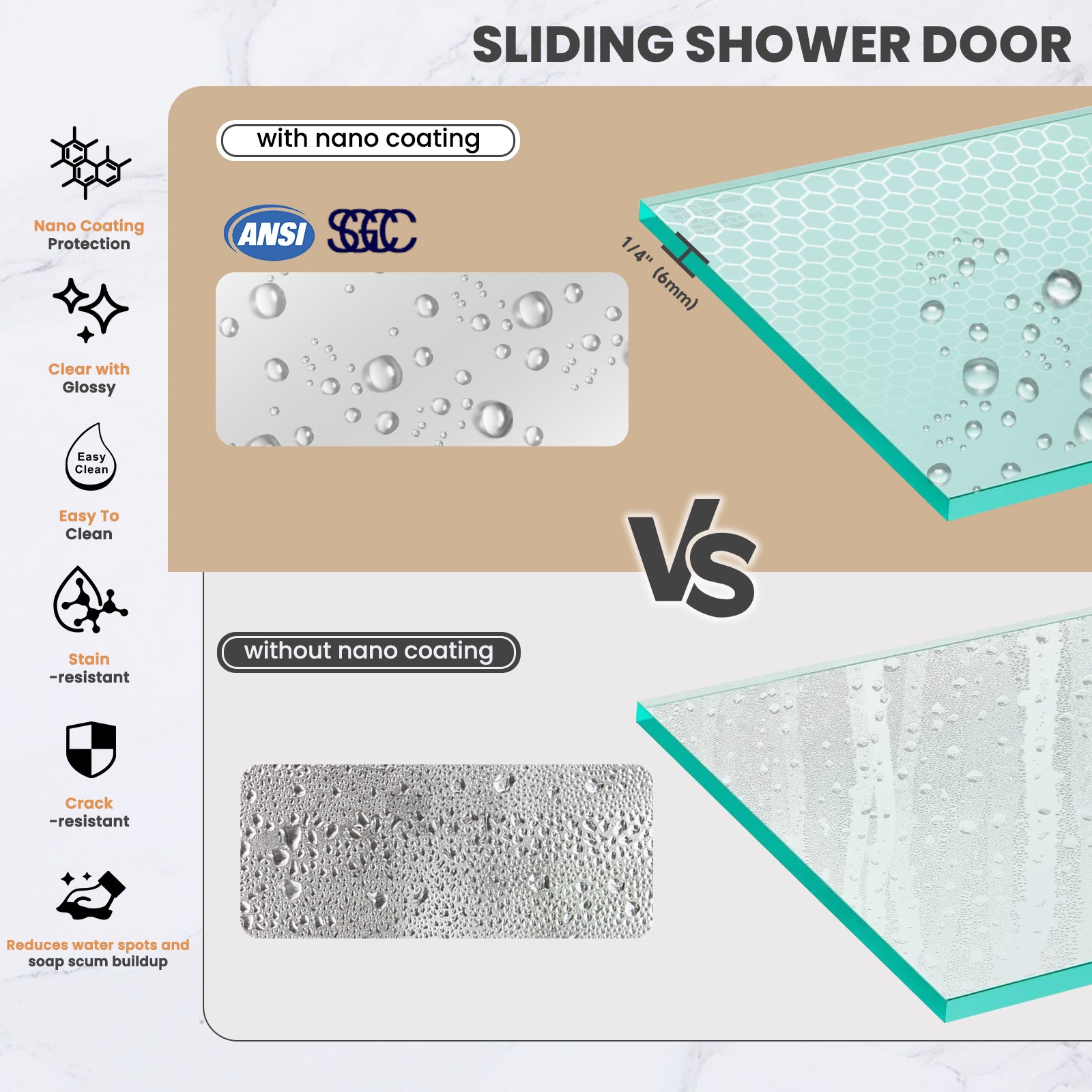 56" - 60" W x 72" H Framed Double Sliding Door with 1/4" (6 mm) Clear Tempered Glass and Towel Bar, Chrome - Shower Door - AquivaCoast Showers - Sliding - 