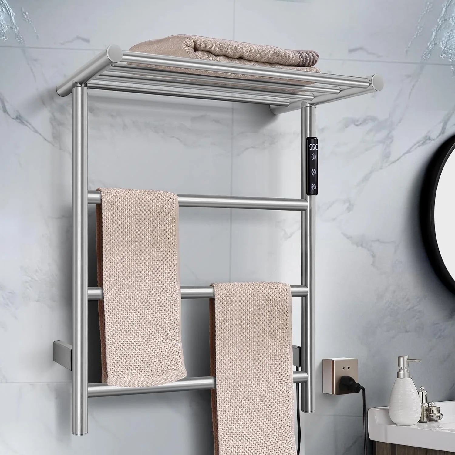 thumbnail image 2 of Aazon.co: Fawov Heated Towel Rack, Electric Towel Warer With Built 2 of 12