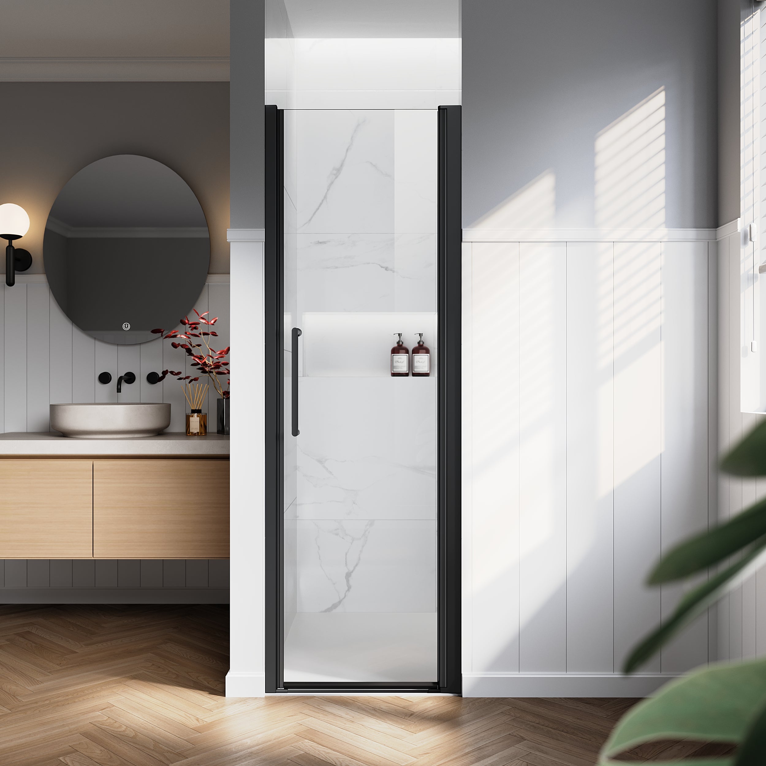 24"/28"/32"/34" x 72" Pivot Shower Door Clear Tempered Glass with Easy-Clean #Size_24" x 72"