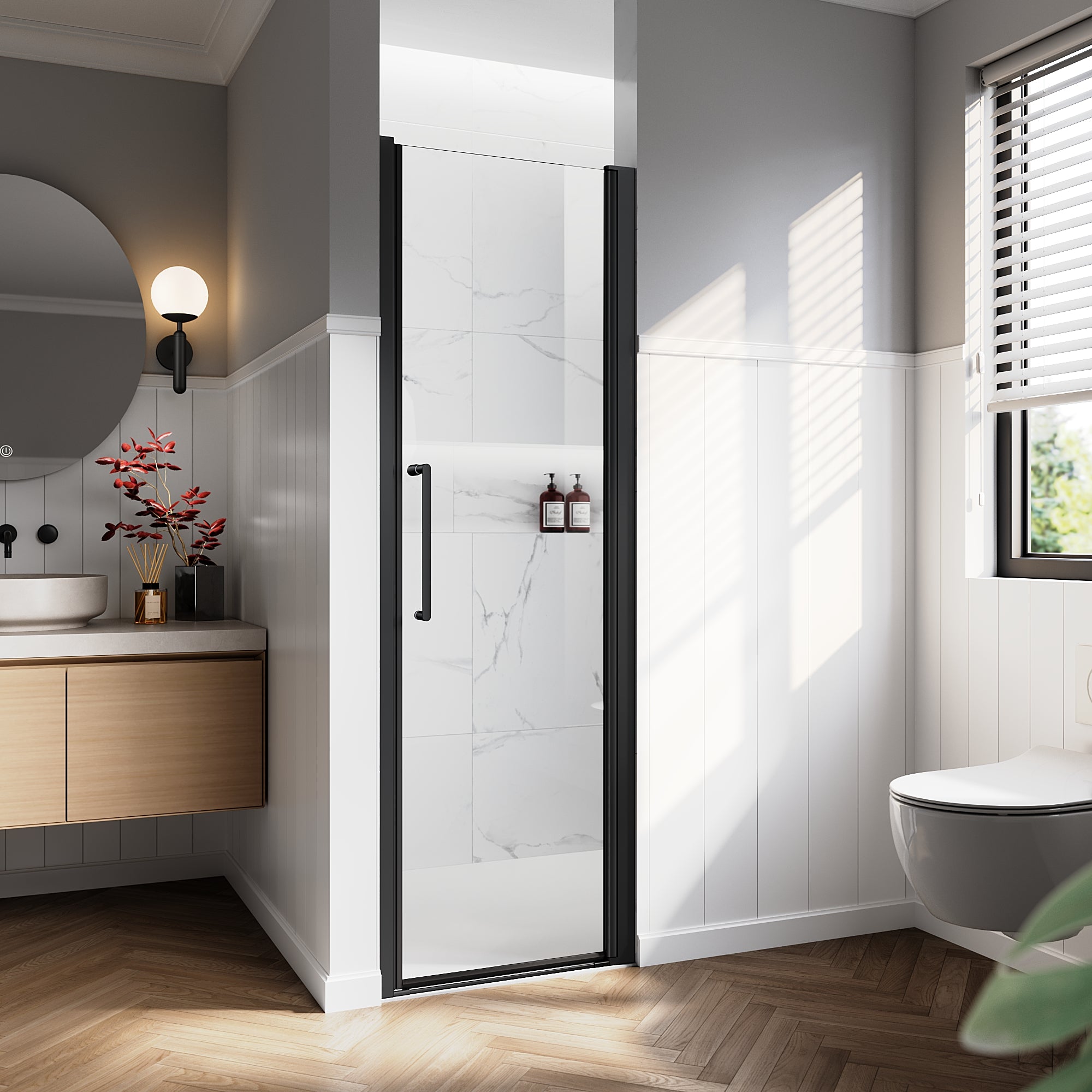 24"/28"/32"/34" x 72" Pivot Shower Door Clear Tempered Glass with Easy-Clean #Size_24" x 72"