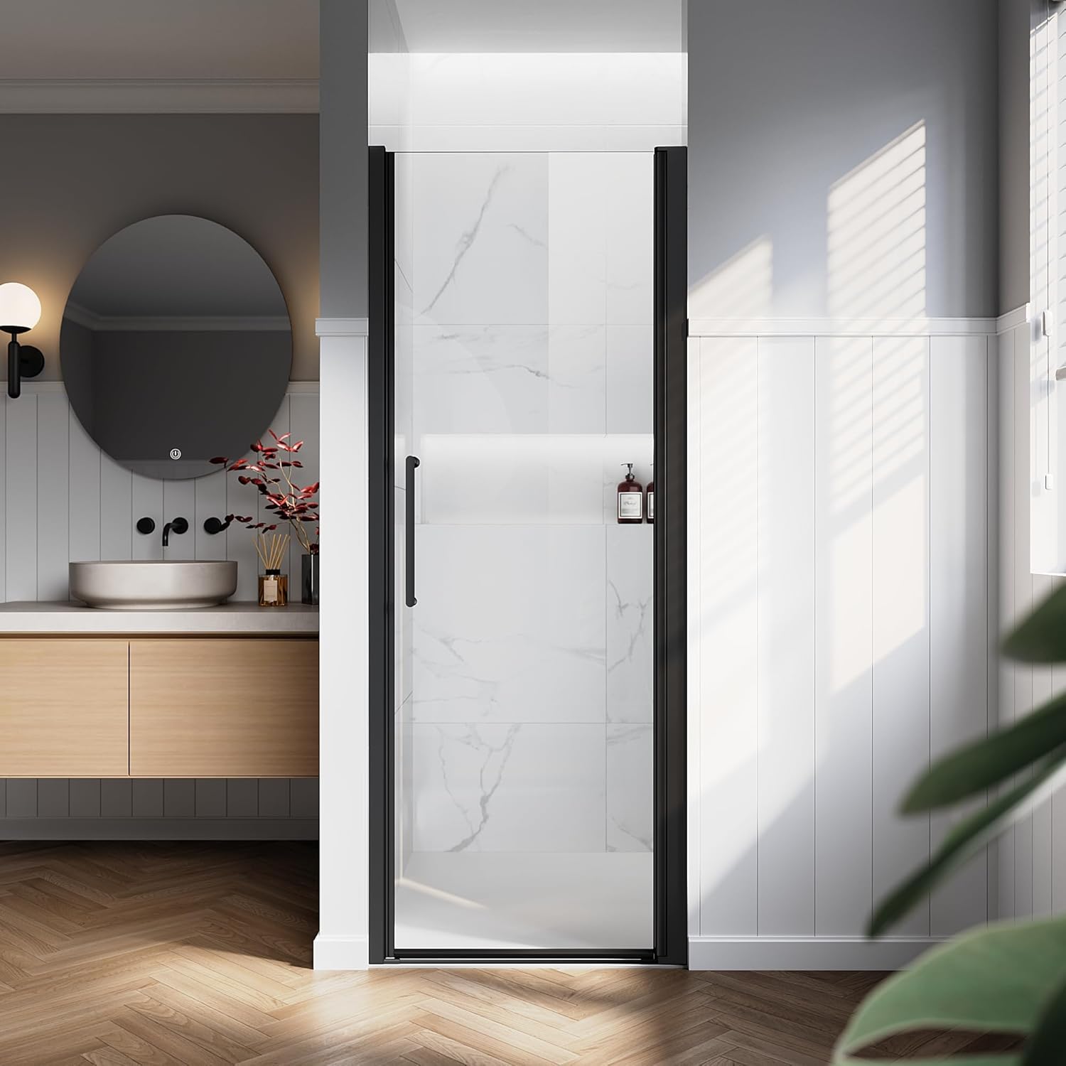 24"/28"/32"/34" x 72" Pivot Shower Door Clear Tempered Glass with Easy-Clean #Size_28" x 72"