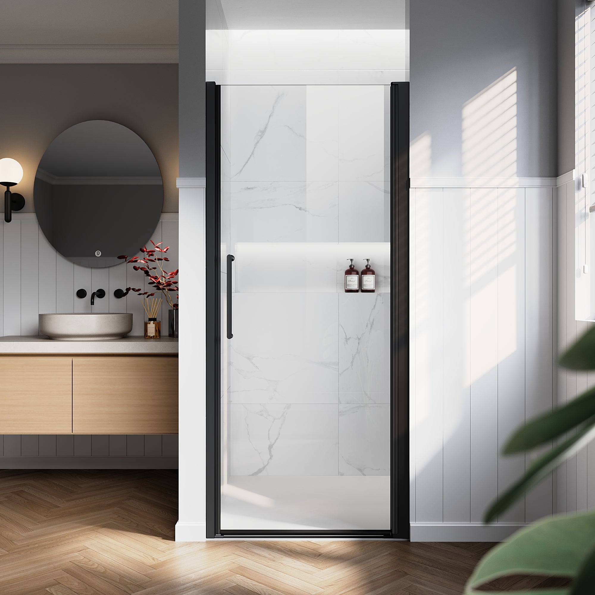 24"/28"/32"/34" x 72" Pivot Shower Door Clear Tempered Glass with Easy-Clean #Size_32" x 72"