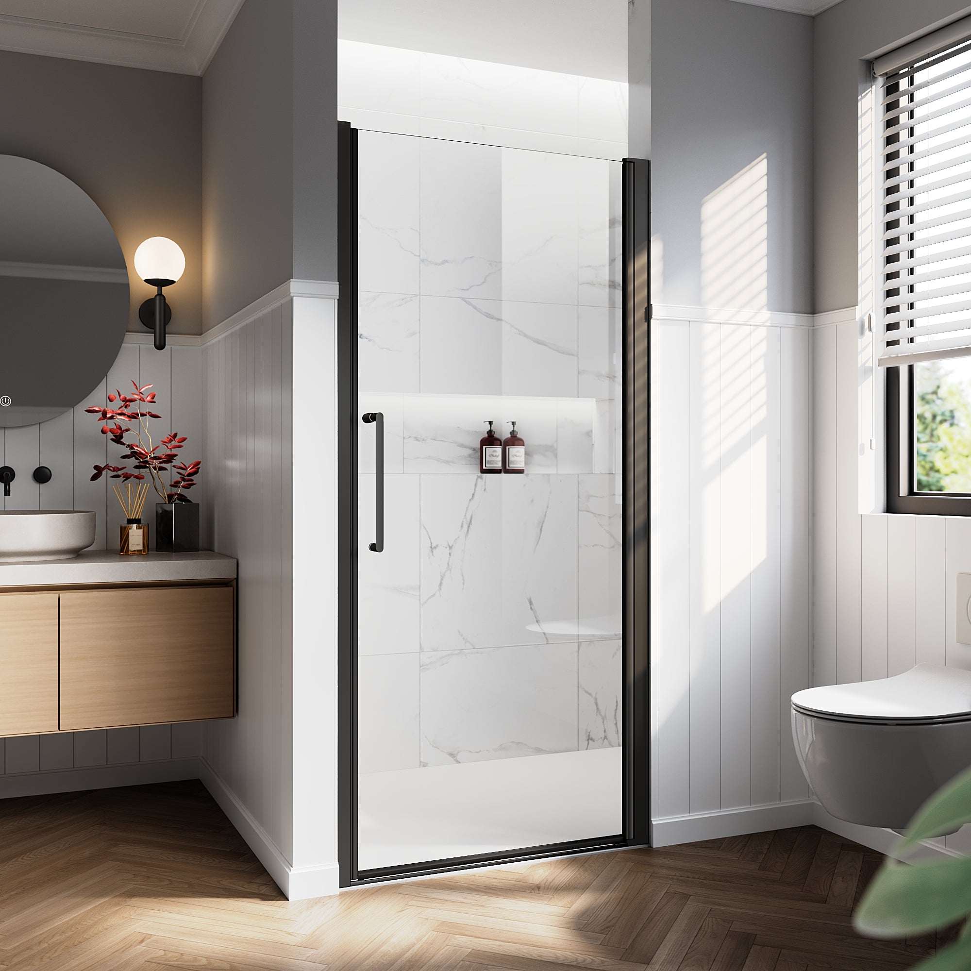 24"/28"/32"/34" x 72" Pivot Shower Door Clear Tempered Glass with Easy-Clean #Size_32" x 72"