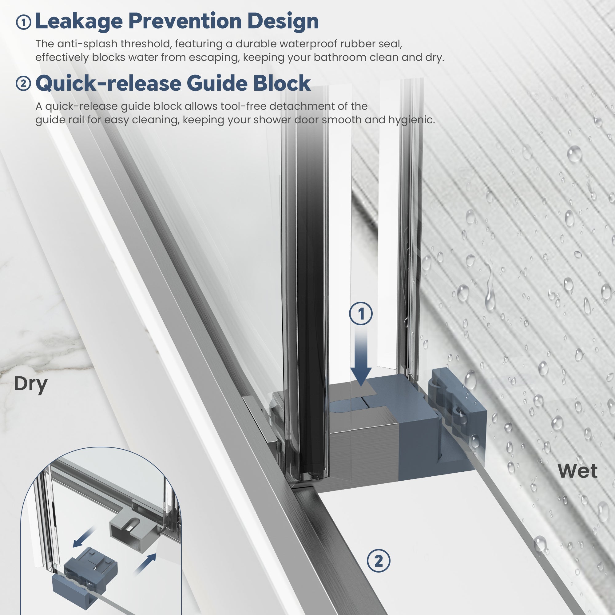 60" W x 74" H Semi-Frameless Double Sliding Bypass Shower Door with 5/16" (8 mm)  Easy-Clean Tempered Glass and Towel Bar #Color_Brushed Nickel