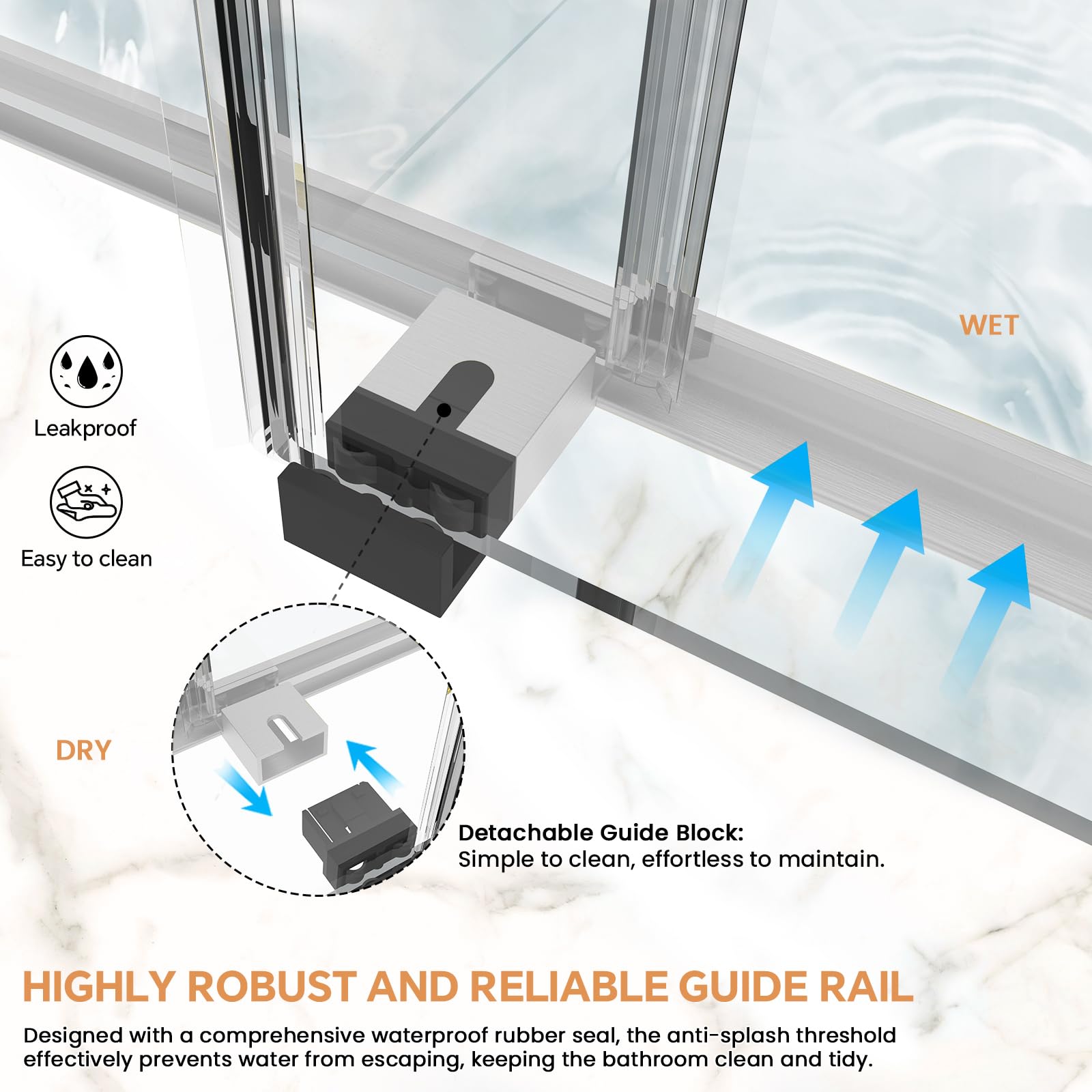 60" W x 76" H Semi-Frameless Double Sliding Bypass Shower Door with 5/16" (8 mm)  Easy-Clean Tempered Glass and Towel Bar #Color_Brushed Nickel