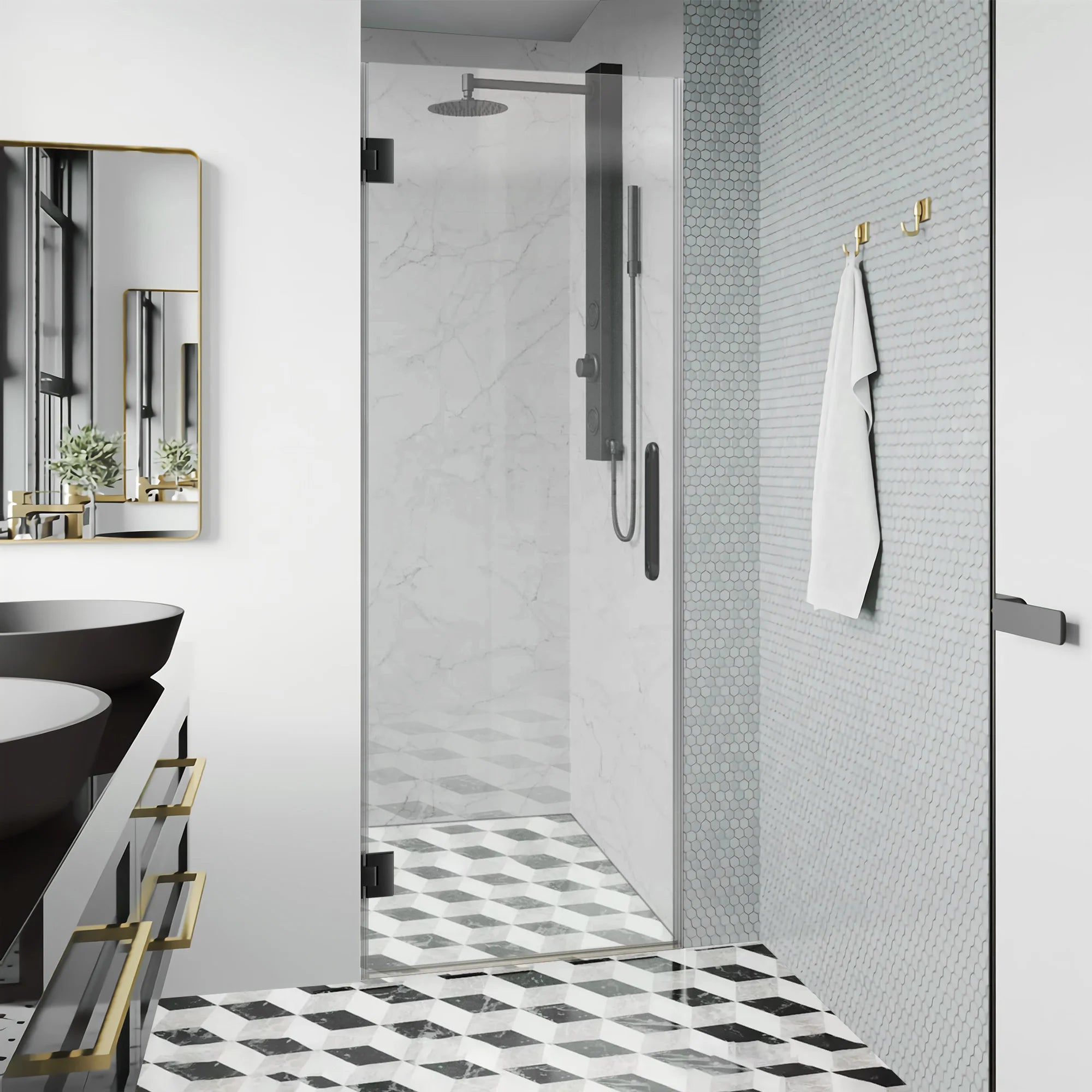 AquivaCoast A10 24x72 shower door, 28x72 shower door, 30x72 shower door, 32x72 shower door, hinged single shower door