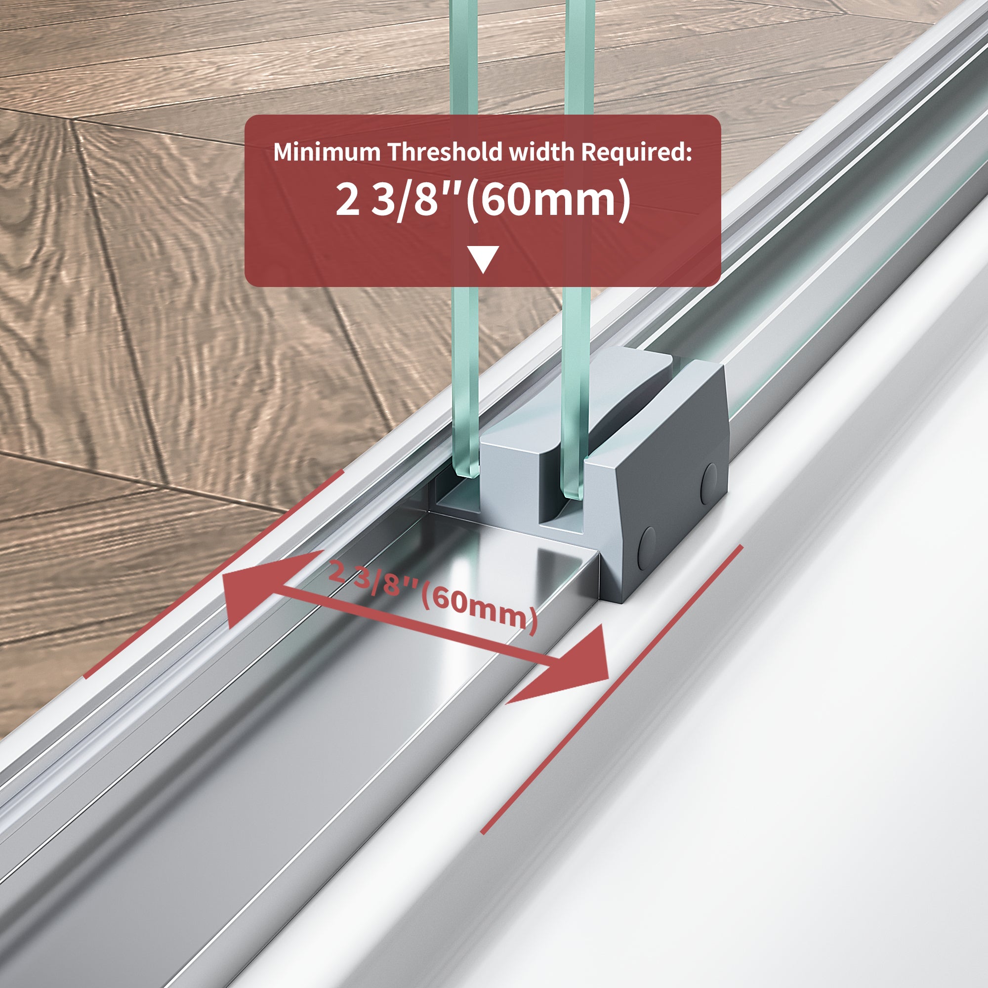 48"/60" W x 72"/76" H Framed Double Sliding Door with 1/4" (6 mm) Clear Tempered Nano Coating Glass and Towel Bar #Color_ Brushed Gold