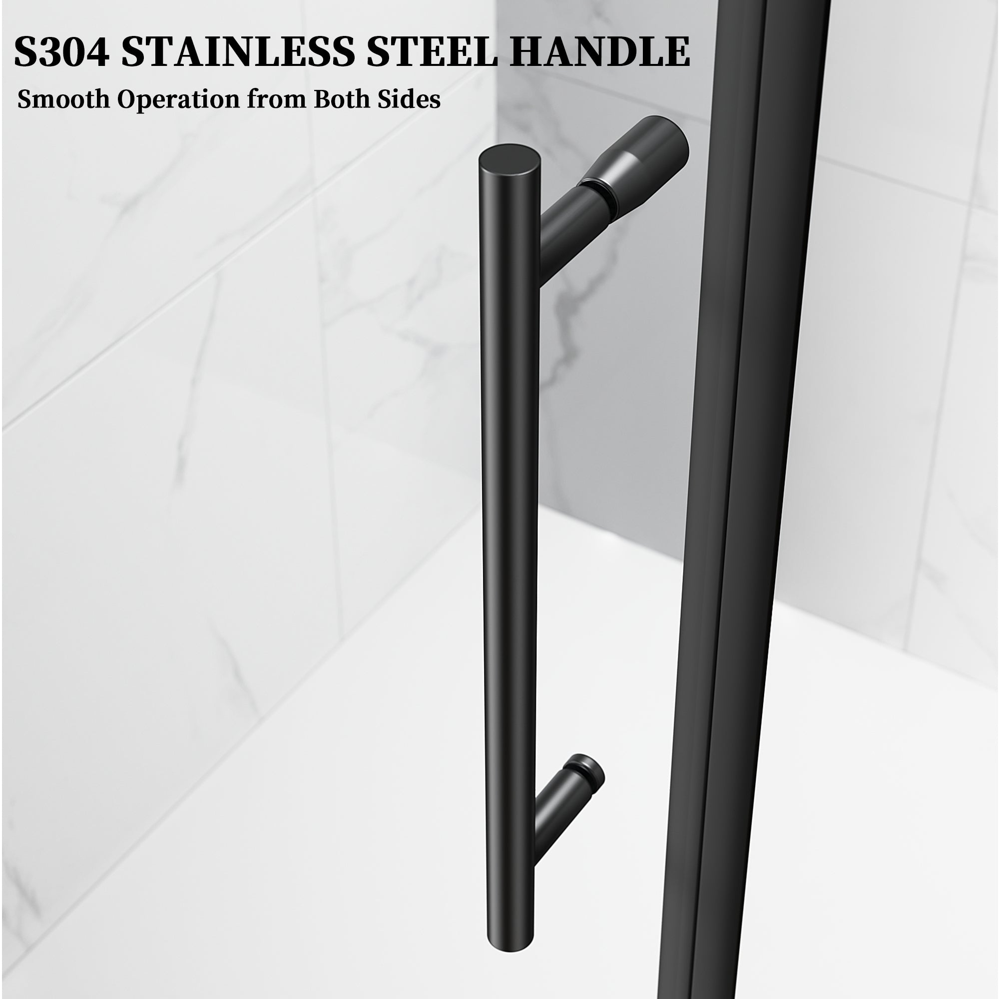 52" / 60" W x 72" / 74" H Frameless Hinged Shower Door with 5/16" (8 mm) Clear Tempered Glass and 180° Pivoting #Color_Matte Black