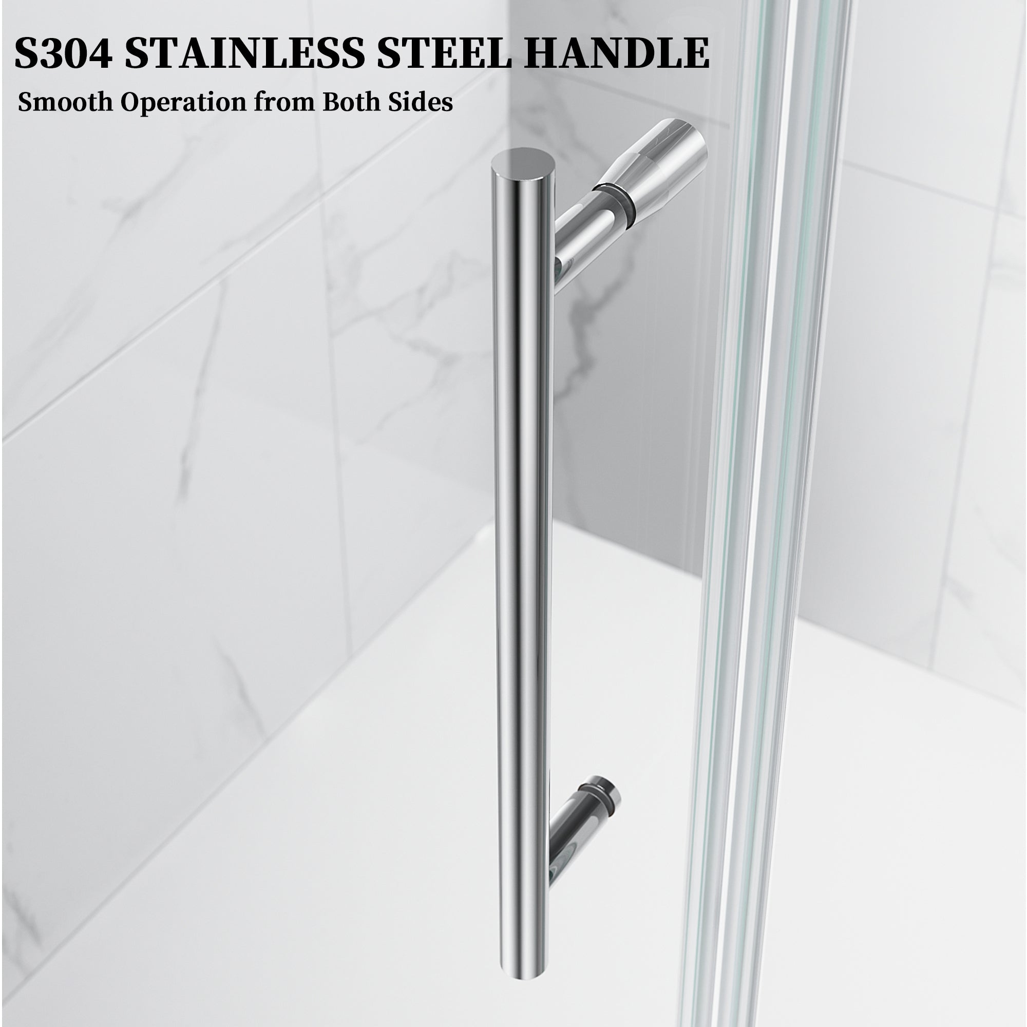 52" / 60" W x 72" / 74" H Frameless Hinged Shower Door with 5/16" (8 mm) Clear Tempered Glass and 180° Pivoting #Color_Chrome