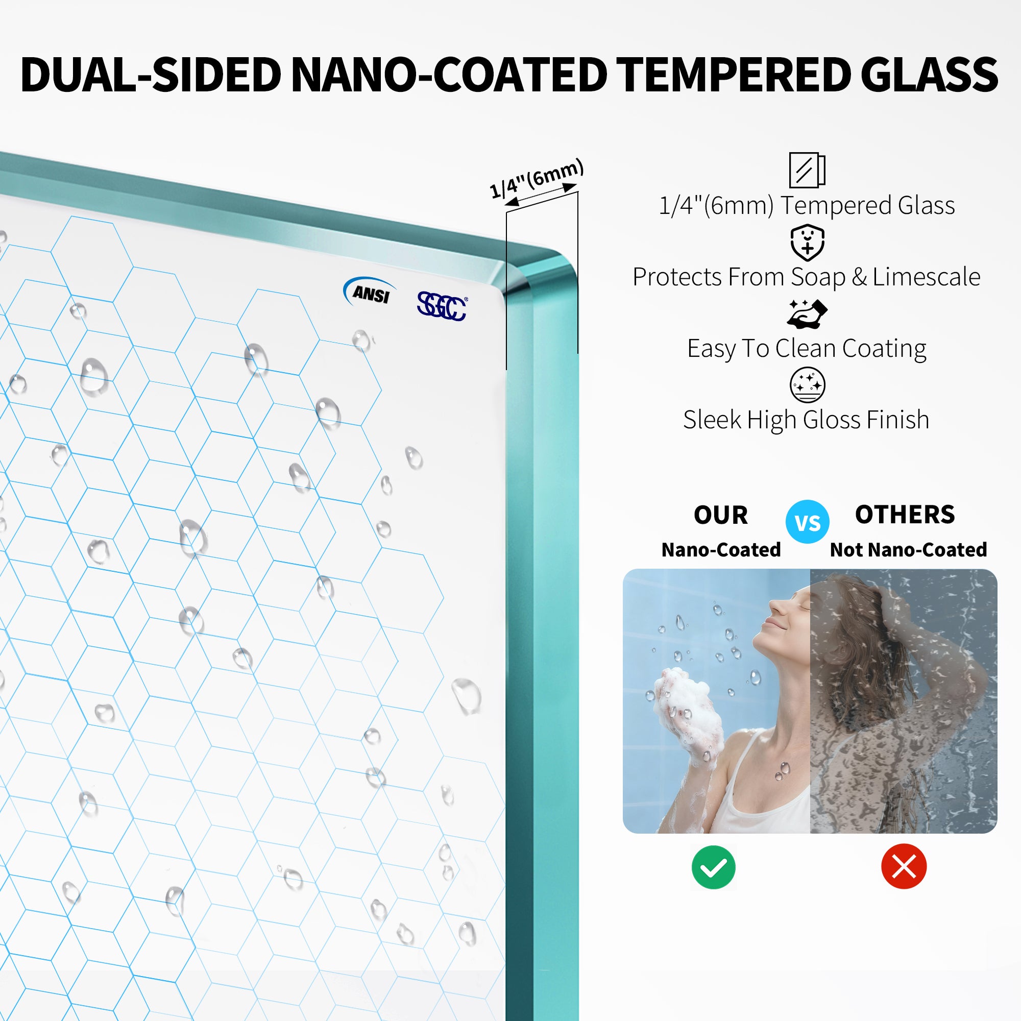 24"/28"/32"/34" x 72" Pivot Shower Door Clear Tempered Glass with Easy-Clean