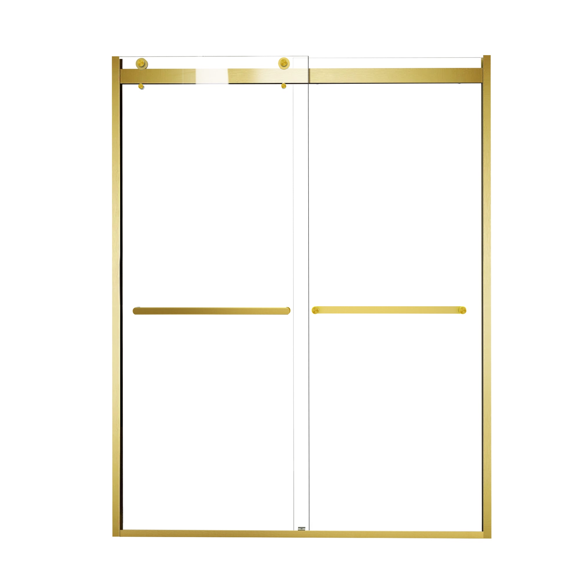 AquivaCoast Roller D2 in brushed gold double sliding bathtub doors with 8mm clear glass and 4" width flexibility