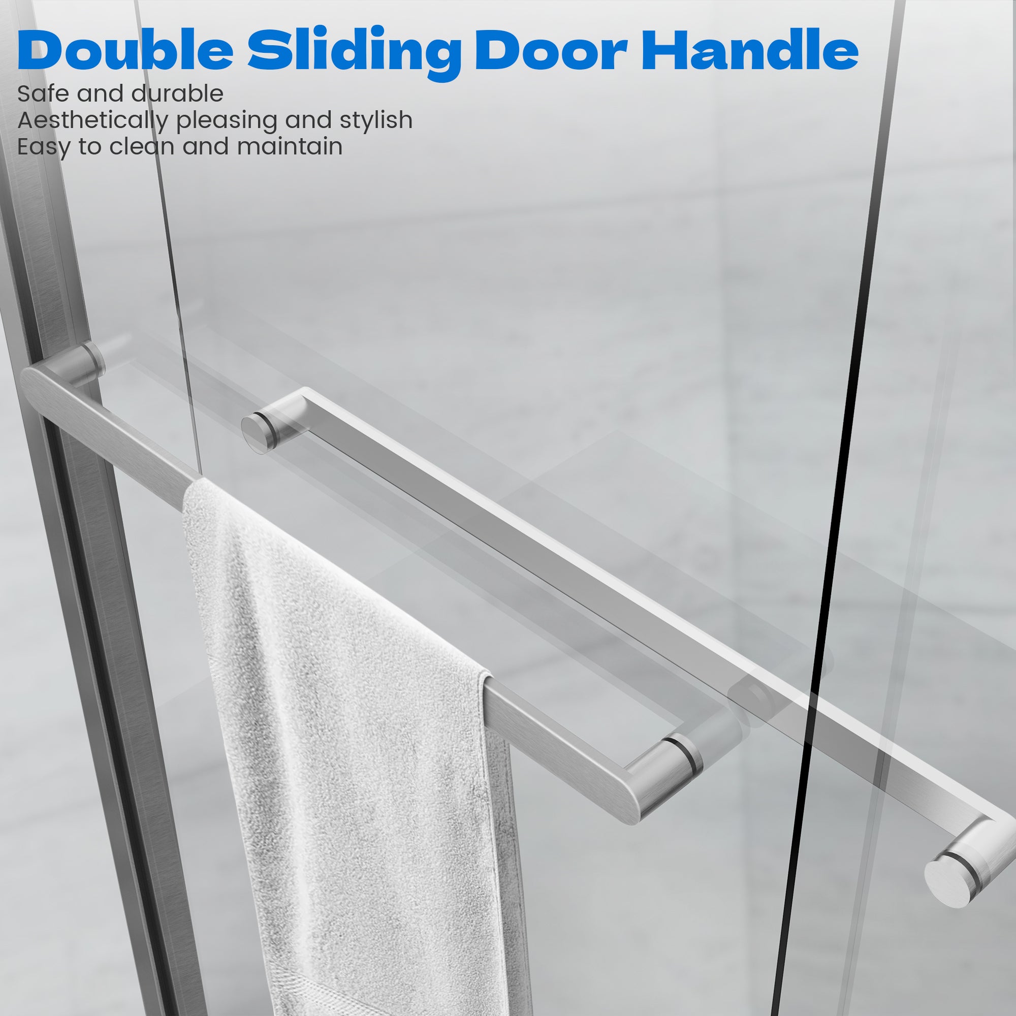 56" - 60" W x 62" H Semi - Frameless Double Sliding Bathtub Door with 5/16" (8 mm) Clear Glass and Stainless Steel Handle, Brushed Nickel - Bathtub Door - AquivaCoast Showers - Bathtub Door - Sliding - 